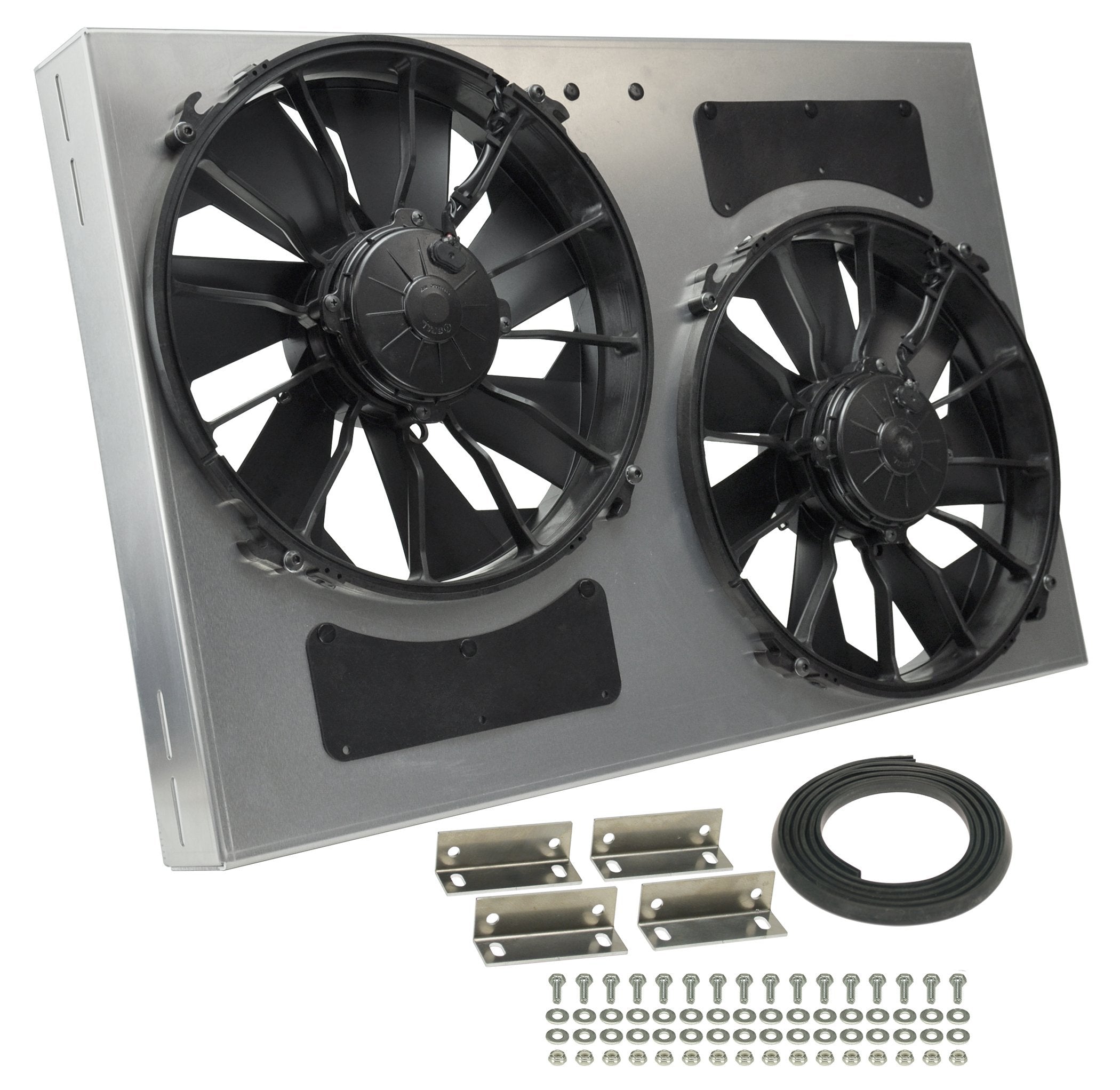Derale 16837 Dual Radiator Fan With Aluminum Shroud Assembly