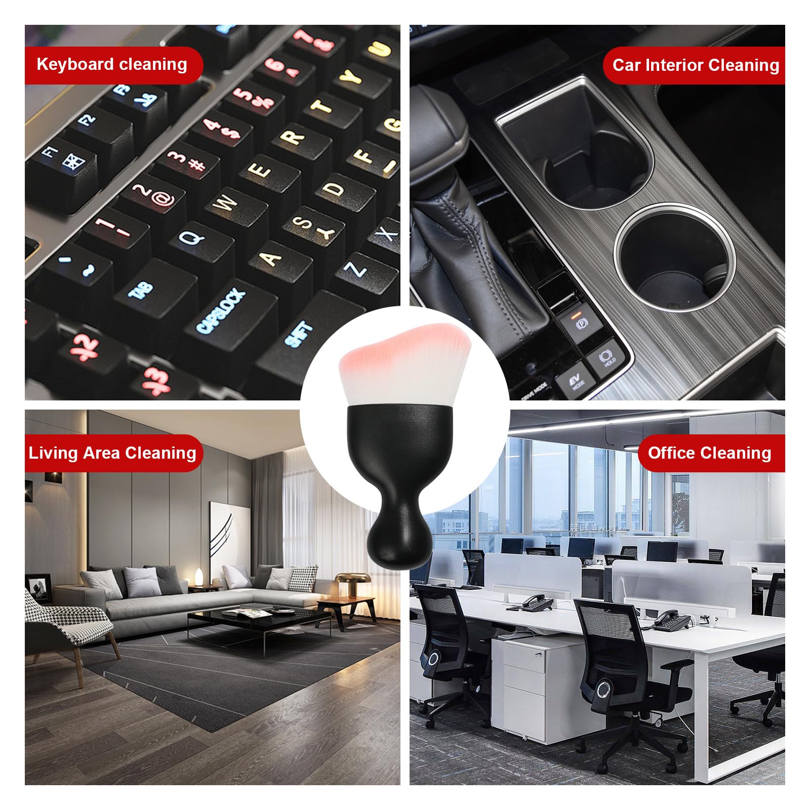 Ziciner Car Detailing Brush, Curved Soft Bristles Auto Removal Dust Collectors, Universal Vehicle Dashboard, Air Conditioner Ven