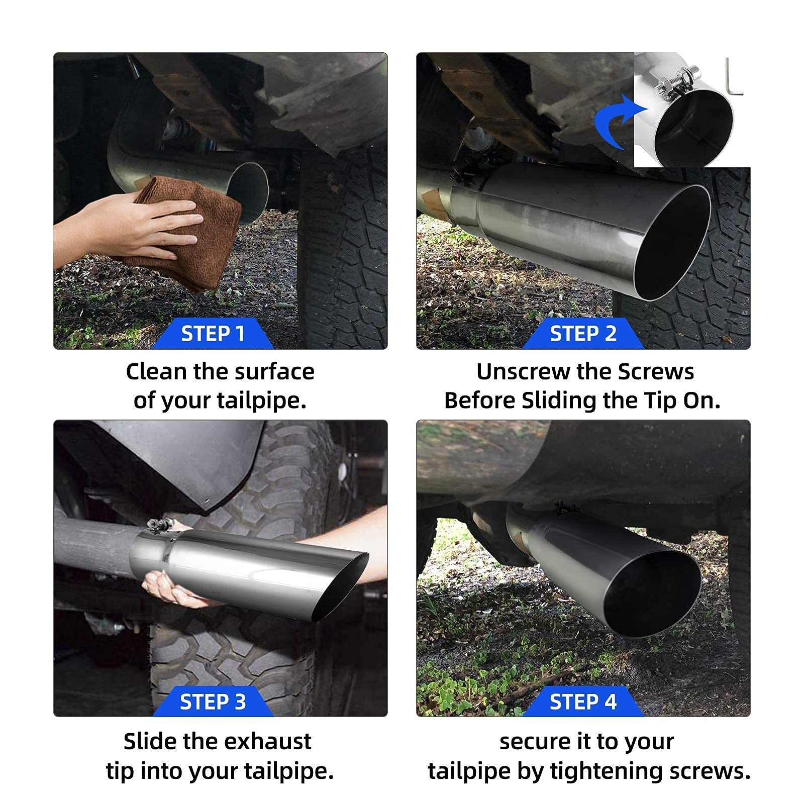 AUTOSAVER88 2.75 Inch Inlet Exhaust Tip, 2.75' Inlet 3.5' Outlet 12' Overall Length Stainless Steel Exhaust Tail Tip for 2 3/4 Inch Outside Diameter Tailpipe, Chrome-Plated, Slant Angle Cut, Bolt-On