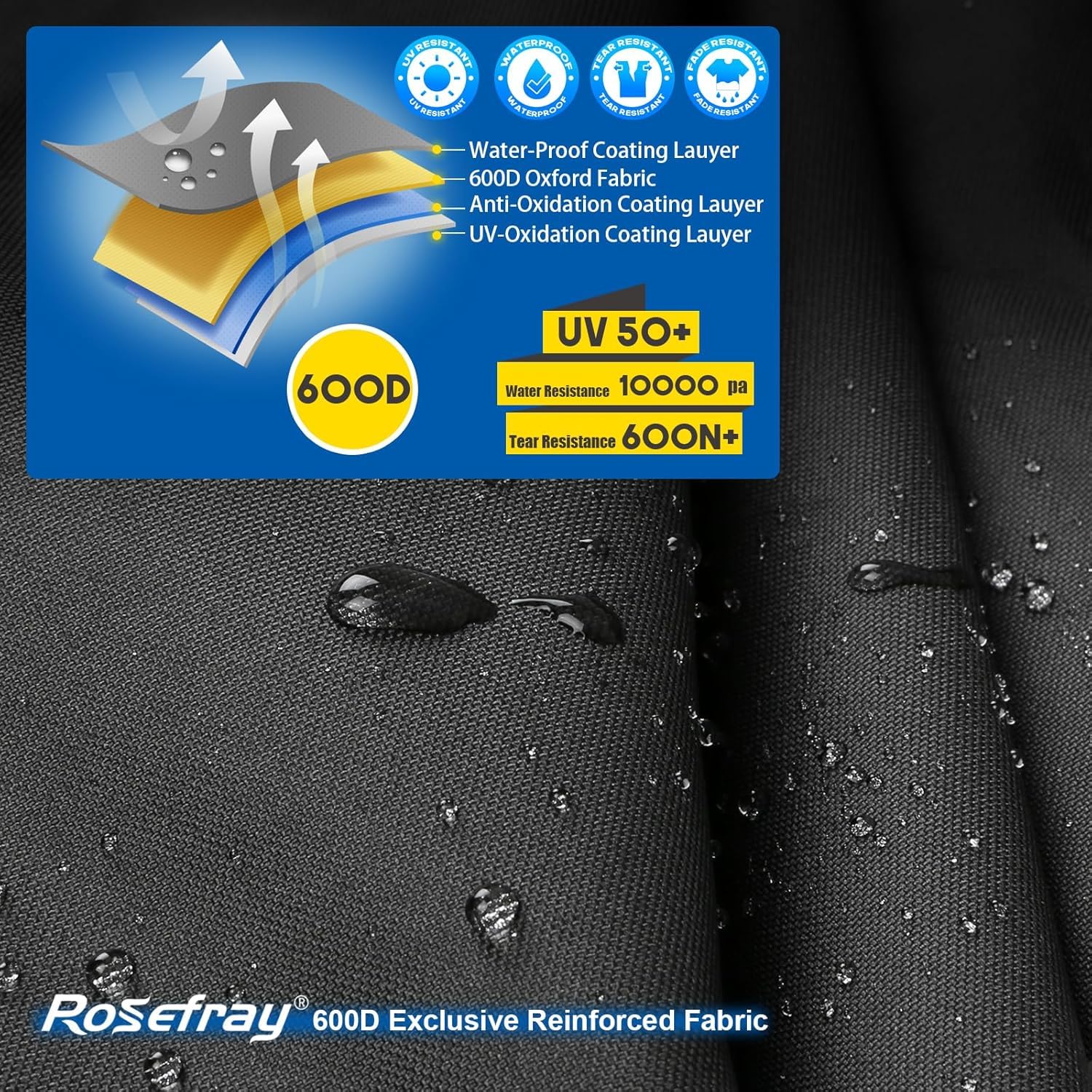 Rosefray Motorcycle Cover 600D Waterproof for Touring Models Harley Davidson Nightster,Sportster, Fat Boy Indoor & Outdoor Stora