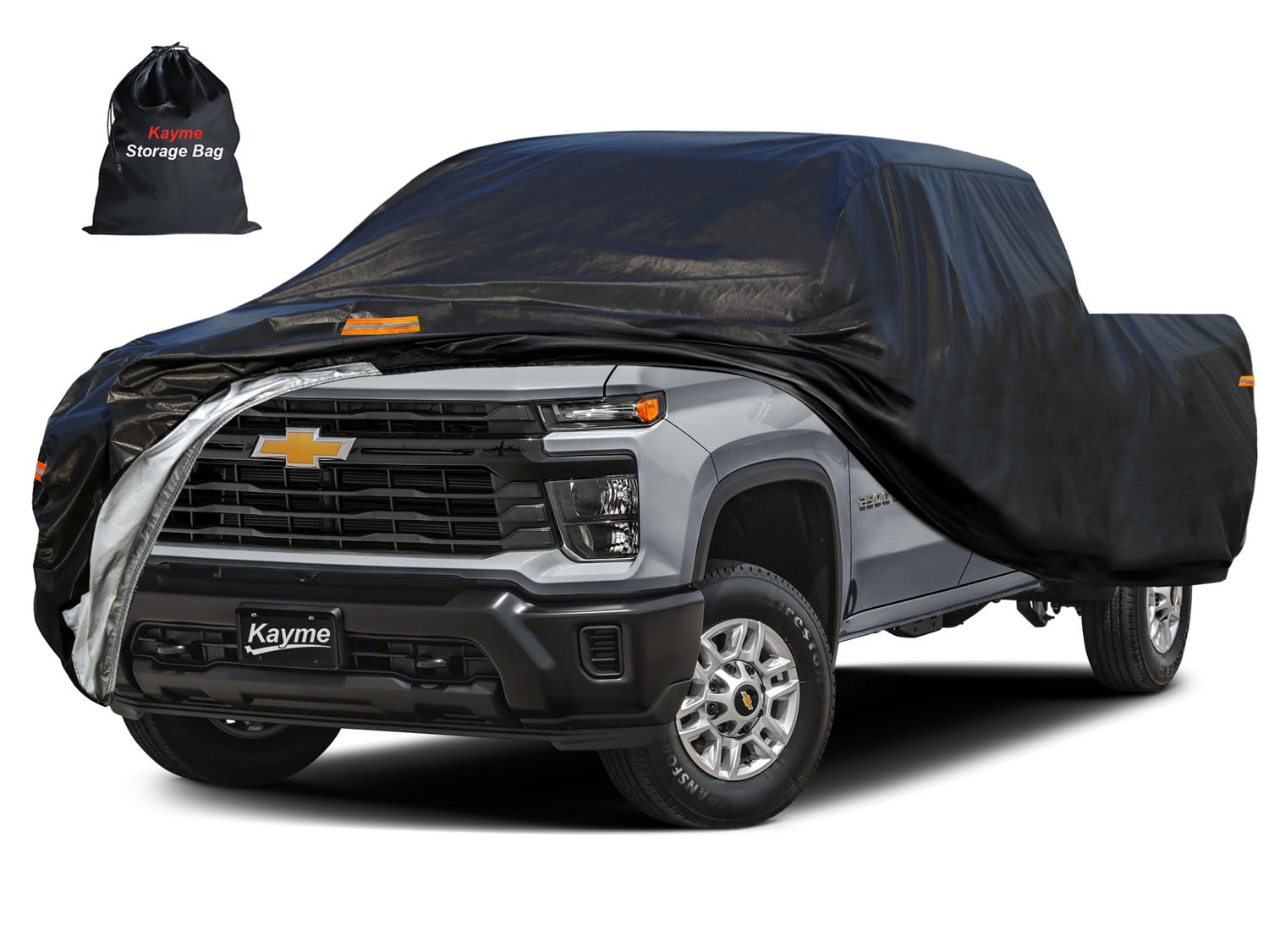 Kayme Full Size Truck Cover Waterproof All Weather, Heavy Duty Outdoor Pickup Cover Universal Fit Chevy Silverado Gmc Sierra 250