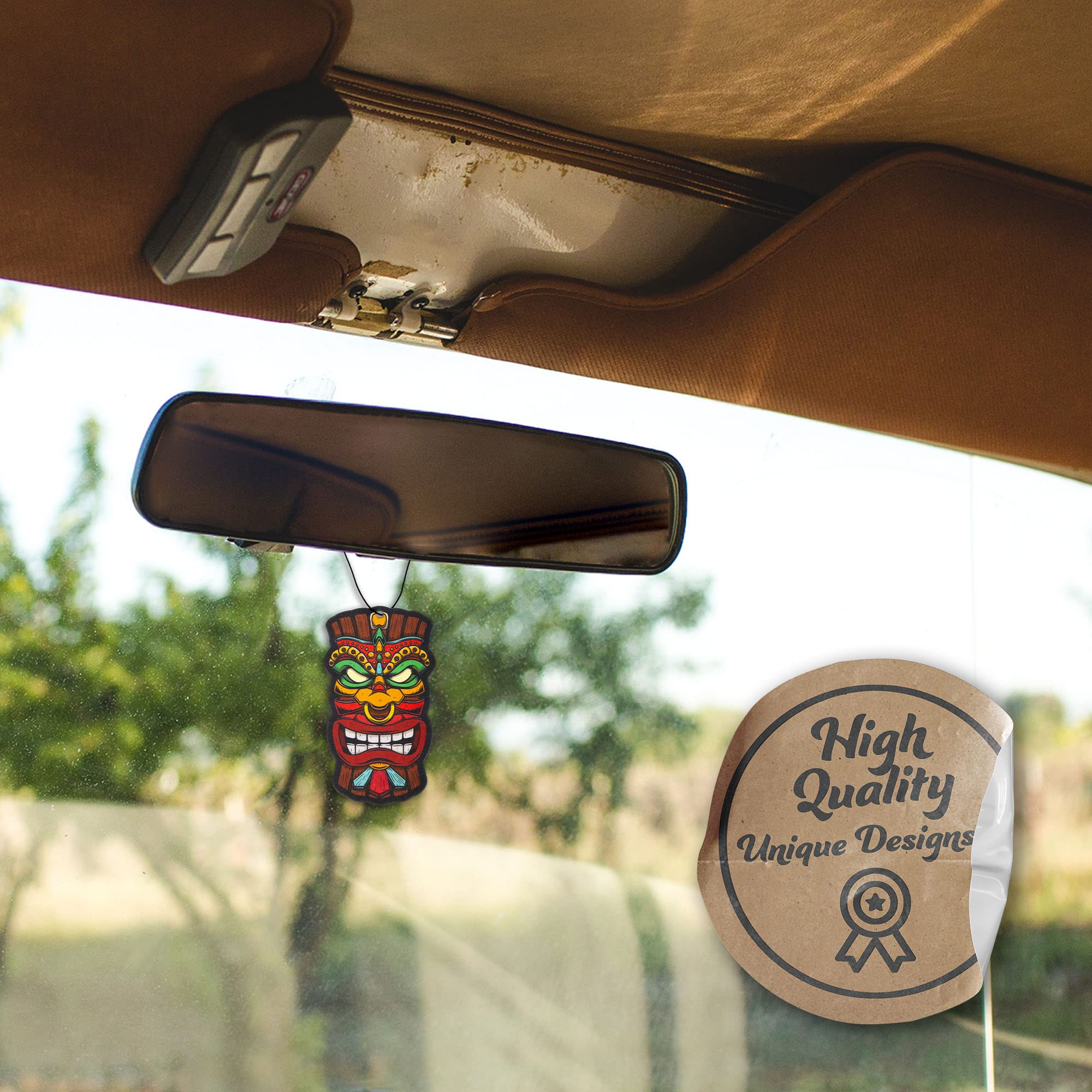Tiki Head Car Air Freshener 3 Pack Scented With Essential Oils (3 Pack)