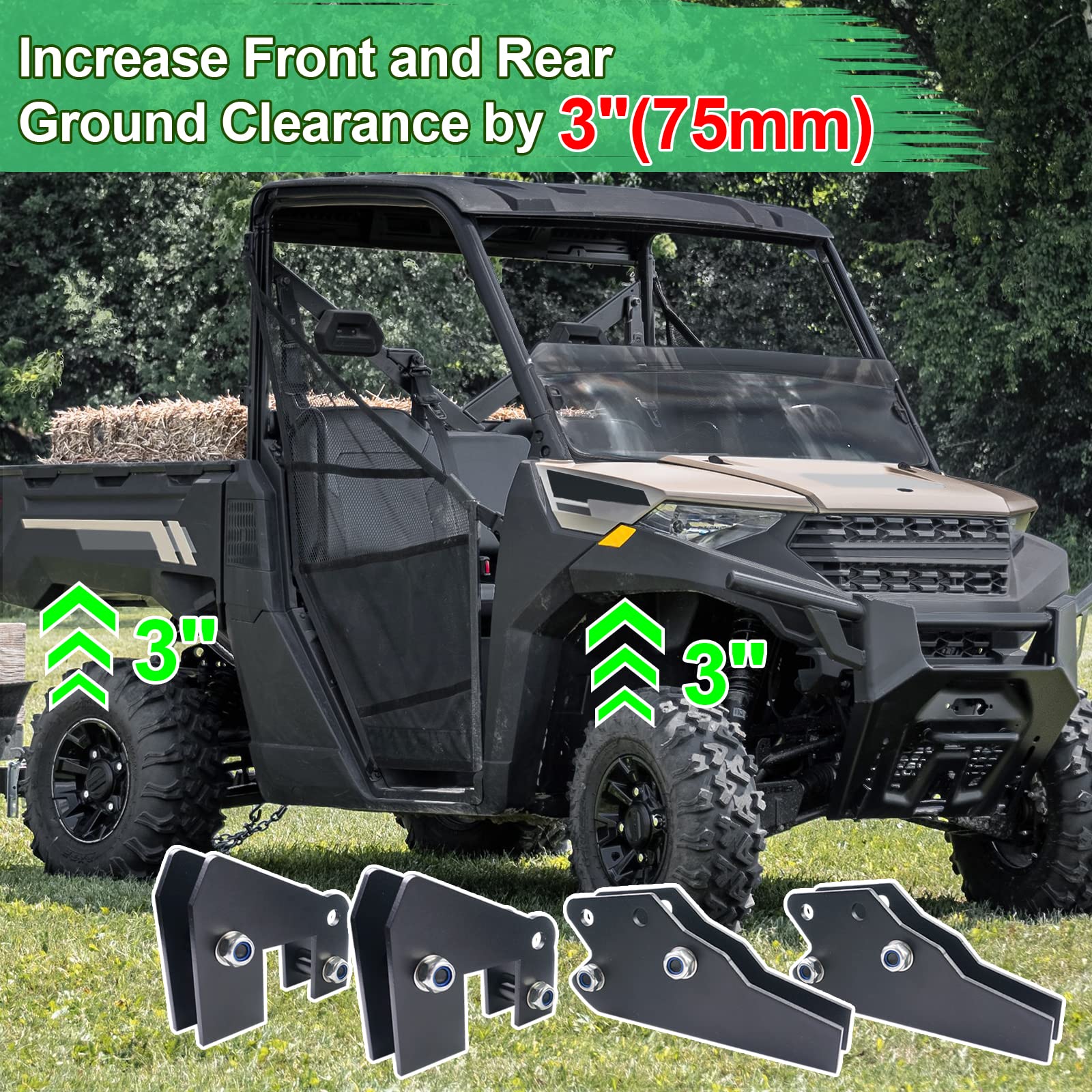 Utv Ranger Lift Kit - Starknightmt 3' Ranger Front & Rear Bracket Lift Kit Compatible With Polaris Ranger 570 Fullsize/Xp 570/Xp 900/ Xp 1000/1000 Diesel 2013-2022
