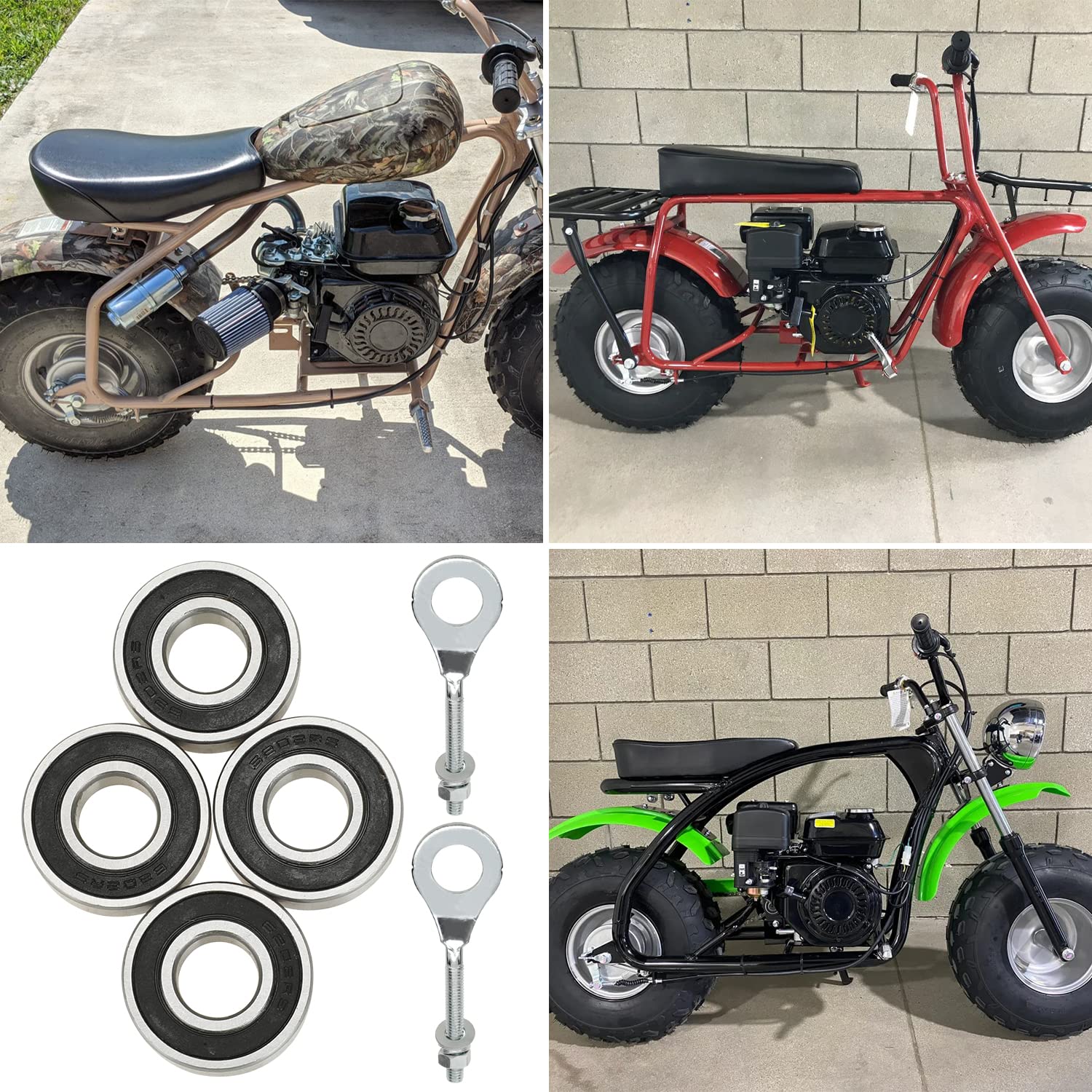 YOXUFA Front Rear Mini Bike Wheel Bearings Replacement for Coleman CT200U CT200U-EX BT200X Baja Warrior MB200 MB165 Massimo Hens