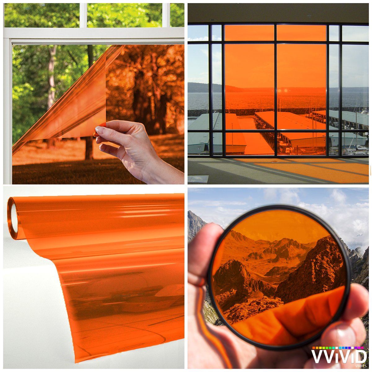 Vvivid Transparent Colorful Vinyl Window Tinting Sheets (1.49Ft X 5Ft, Orange)