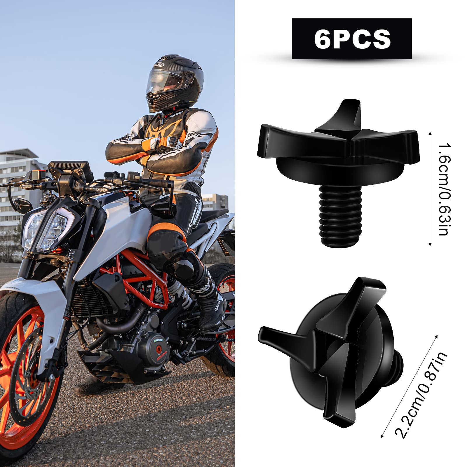 Aiex Motorcycle Helmet Screws, 6Pcs Motorcycle Helmet Visor Screws Helmet Visor Screws Motorcycle Helmet Accessories (Black)