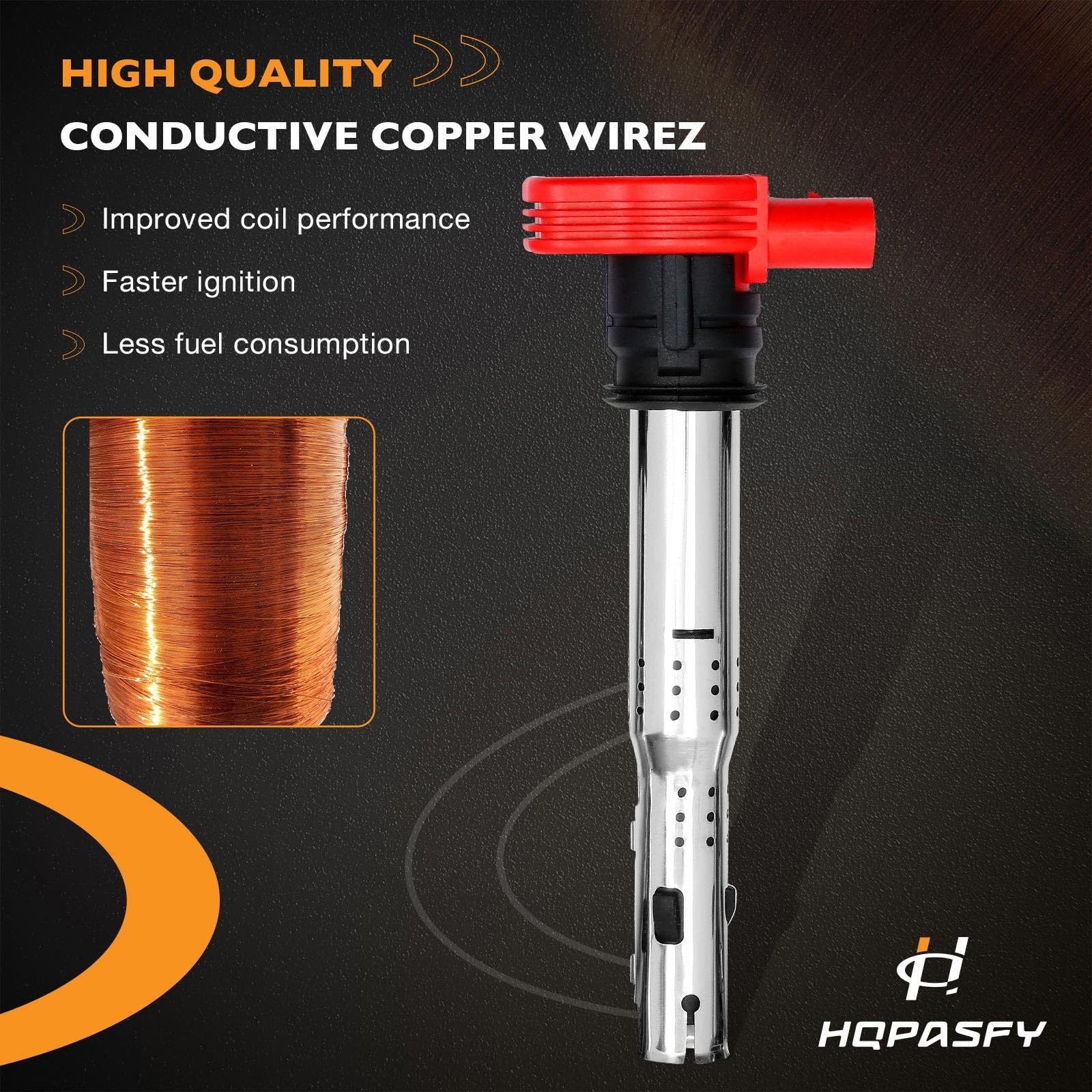 HQPASFY Ignition Coil Pack Set of 4 for Audi A4 A6 Q7 R8 S4 S5 TT Volkswagen Passat Golf GTI - Replaces 06E905115