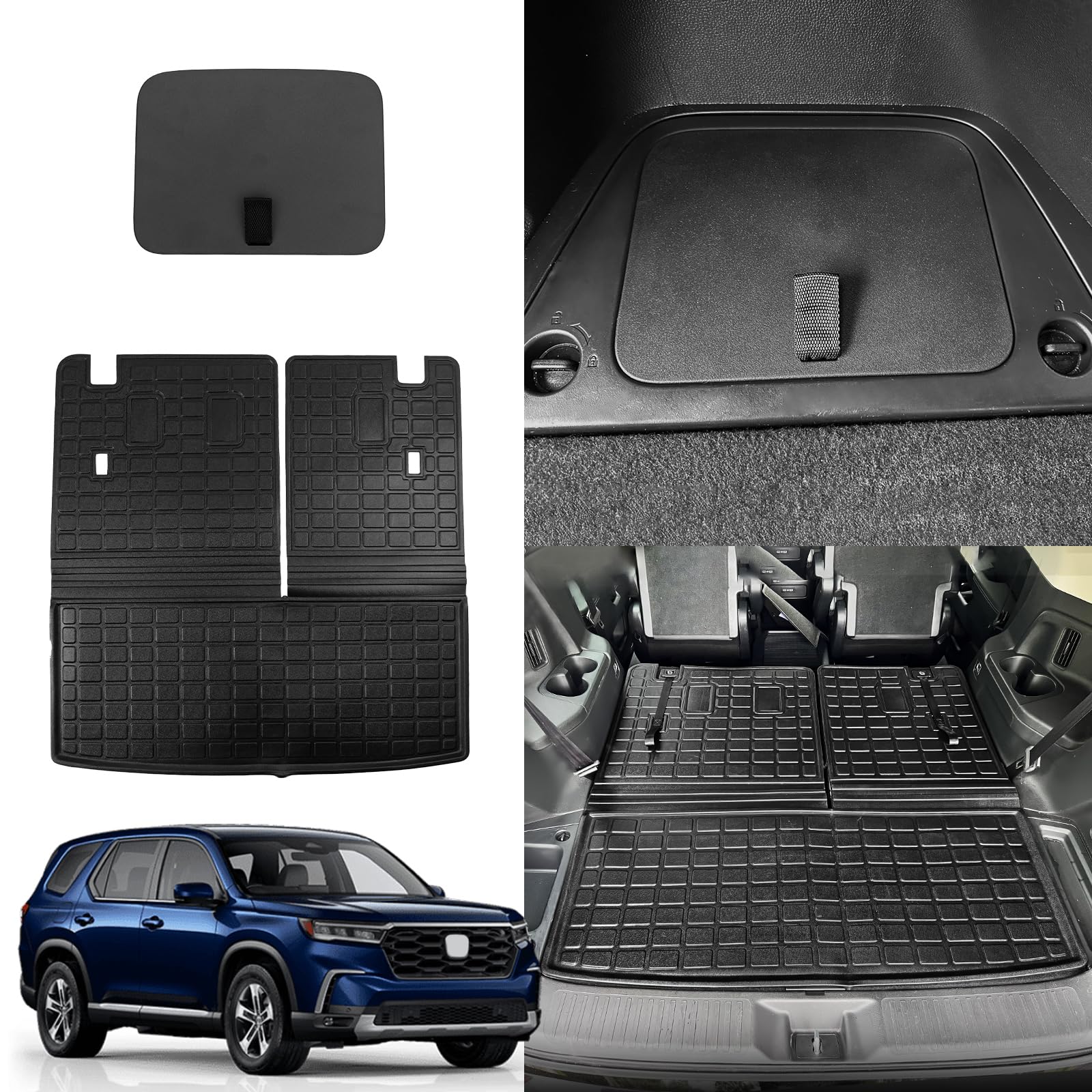 Rongtaod Cargo Mat Compatible with 2023 2024 2025 Honda Pilot Cargo Liner Trunk Liner Storage Bin Cover Lid Pilot Accessories (T