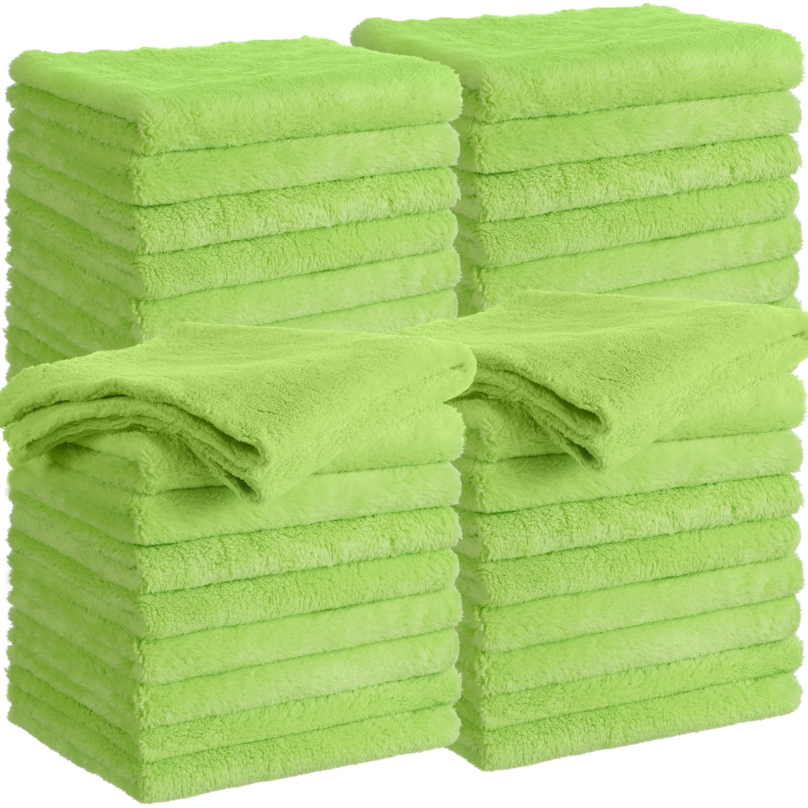 Shimeyao 30 Pcs Edgeless Microfiber Plush Towels for Cars Detailing Drying Wash Polishing Absorbent Cleaning Cloths, 500 GSM(16 