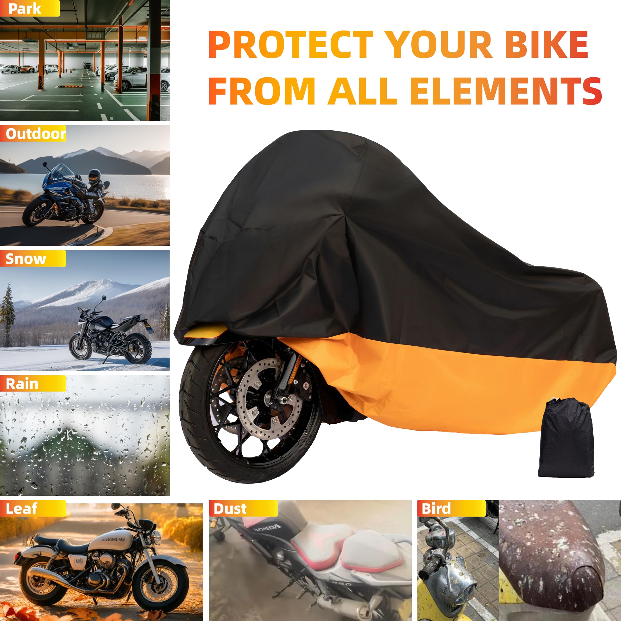 Wrypun Motorcycle Cover Waterproof For Harley Davidson Street Glide Touring Xxxl Orange