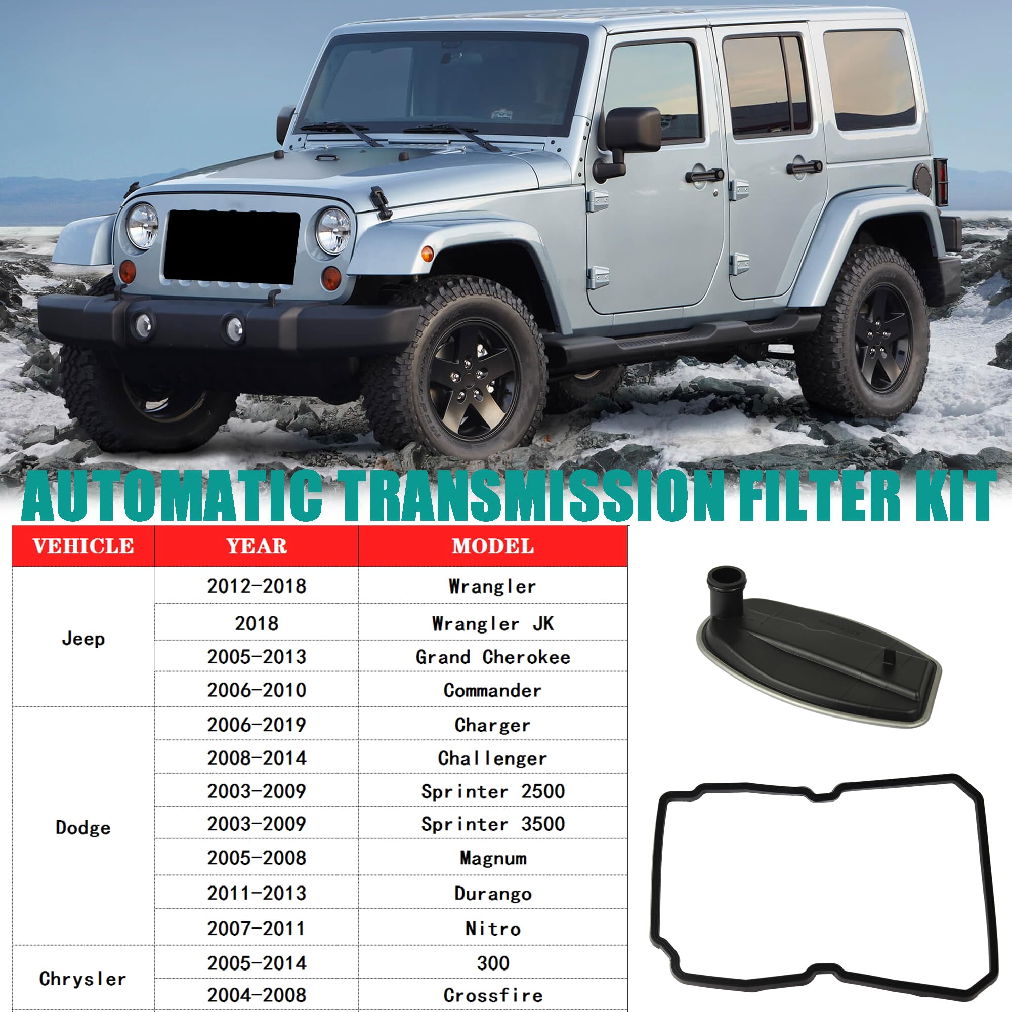 YzusGomumu 722.6 Automatic Transmission Filter Kit Compatible with 2003-2018 Jeep Wrangler/JK/Commander Dodge Charger Sprinter 2