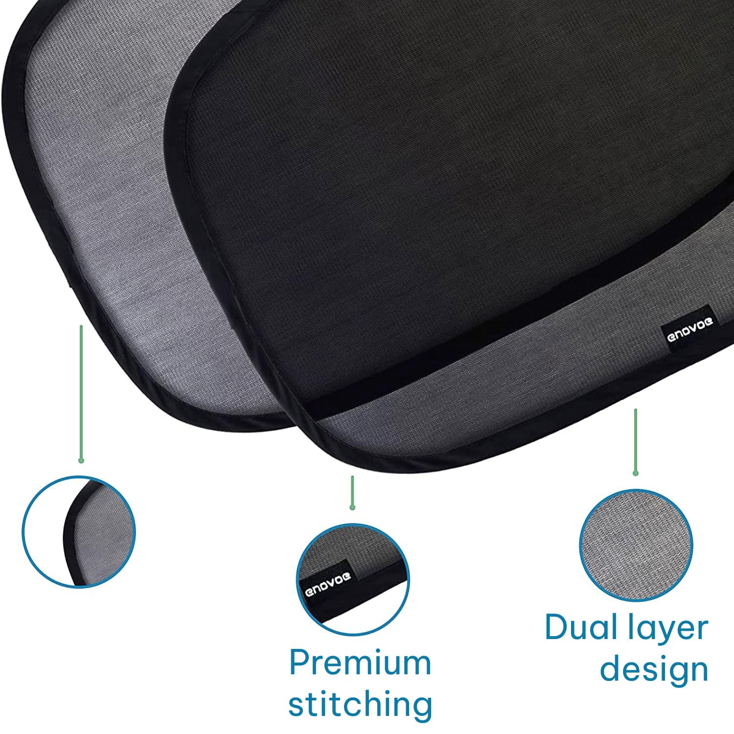 Enovoe Car Window Shades For Baby (2 Pack) - 21''X14'' Sun Shade Blocker, Cling - Glare Shield And Uv Rays Protection For Your C