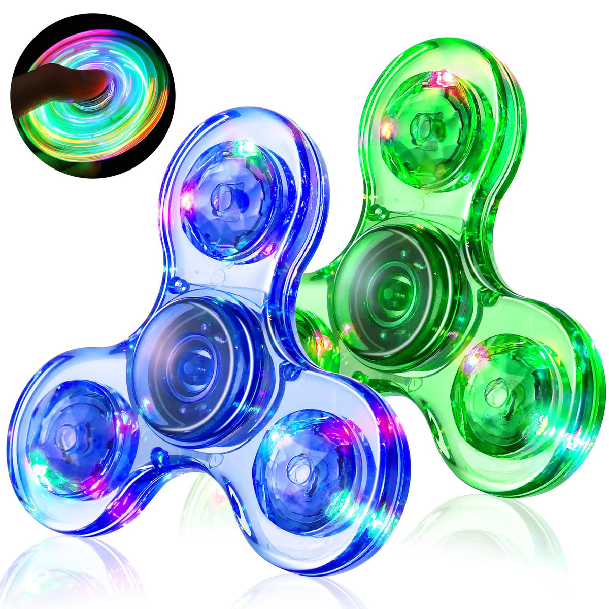 Gigilli Fidget Spinners For Kids 2 Pack, Light Up Sensory Fidget Toys For Adults Kids 4-8-12, Valentines Led Glow In The Dark Fi