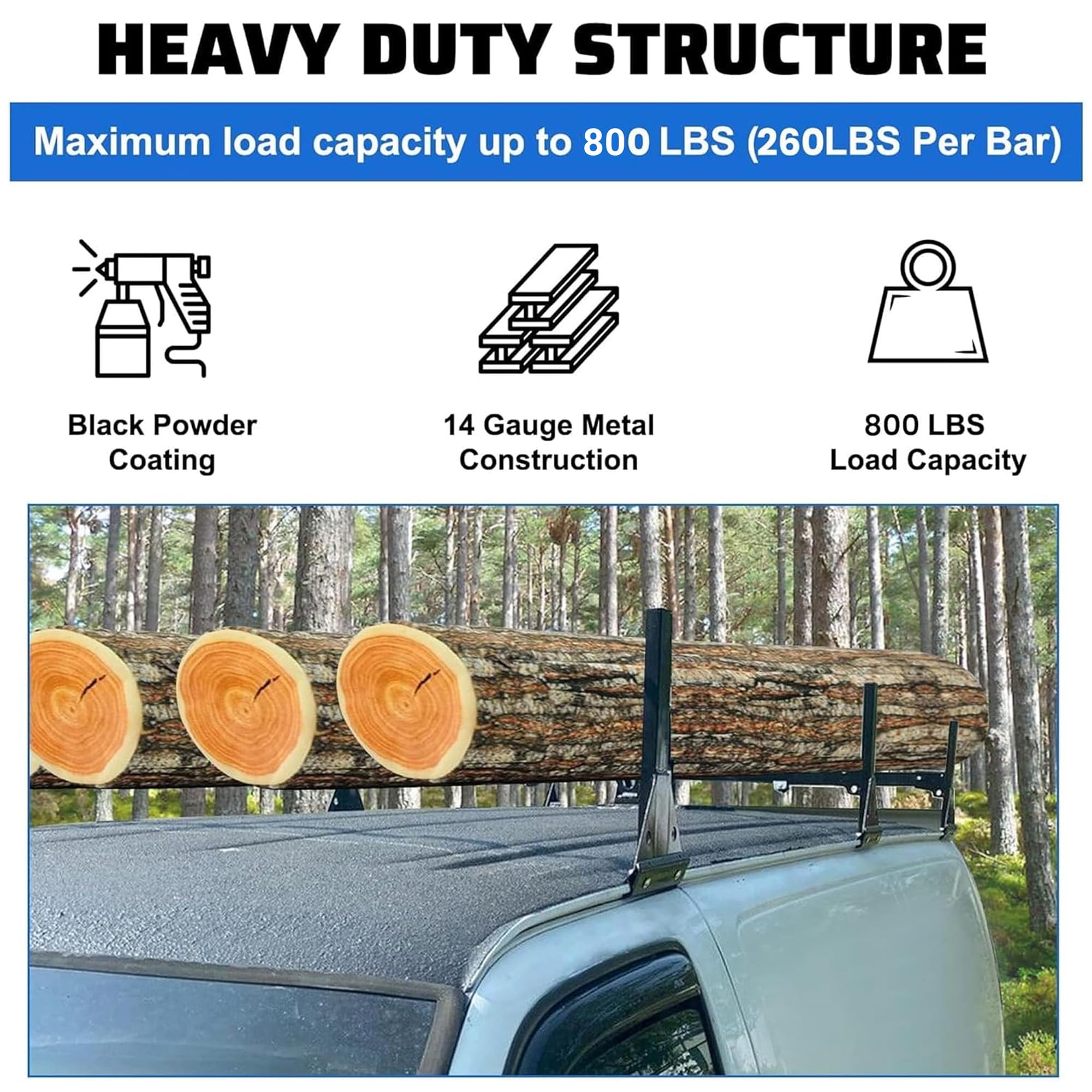 Ecotric Van Ladder Racks 3 Bar Roof Racks 59 Inches Compatible With 1996-Up Chevy Express Fullsize 800 Lbs Capacity Steel Black