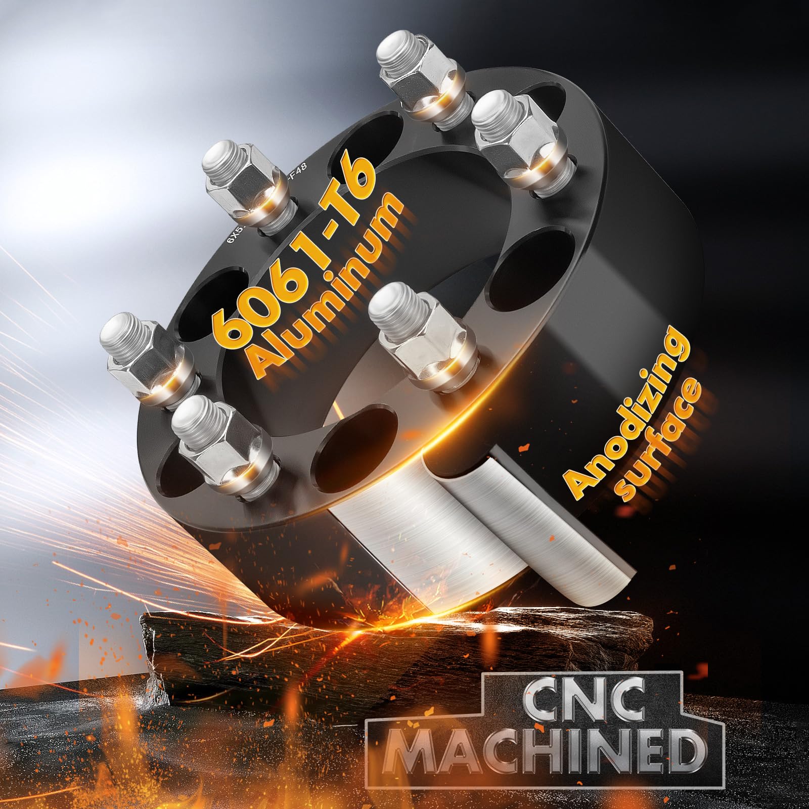 dynofit 6x5.5 to 6x5.5 Forged 2inch Wheel Spacers Adapters for 1999-2024 Silverado 1500 Sierra 1500 Yukon 2019-2024 Ram 1500 | S