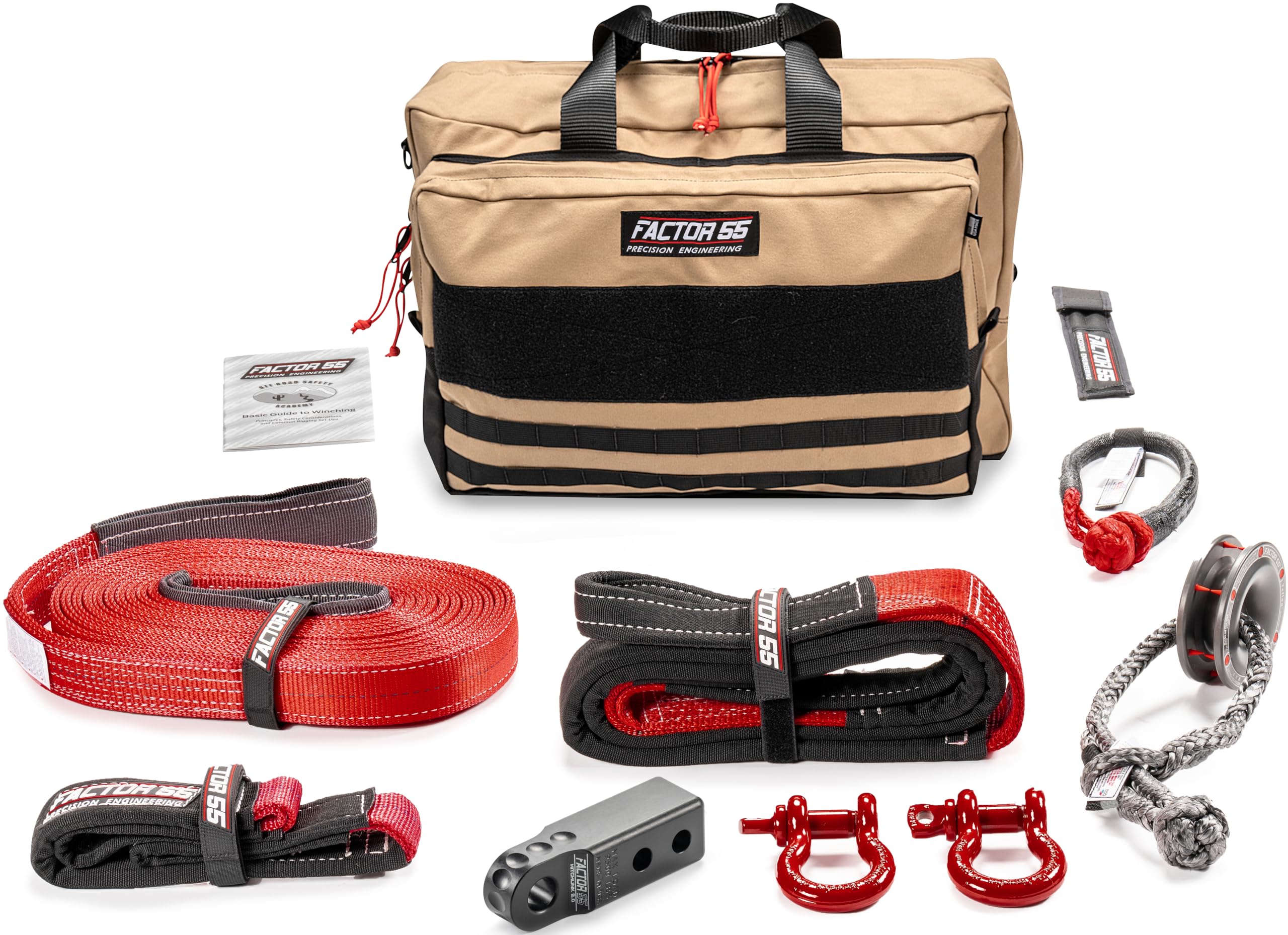 Factor 55 Sawtooh Winch And Tow Recovery Kit For Trucks, Jeeps, And Suvs, With Black Hitchlink And Large Bag