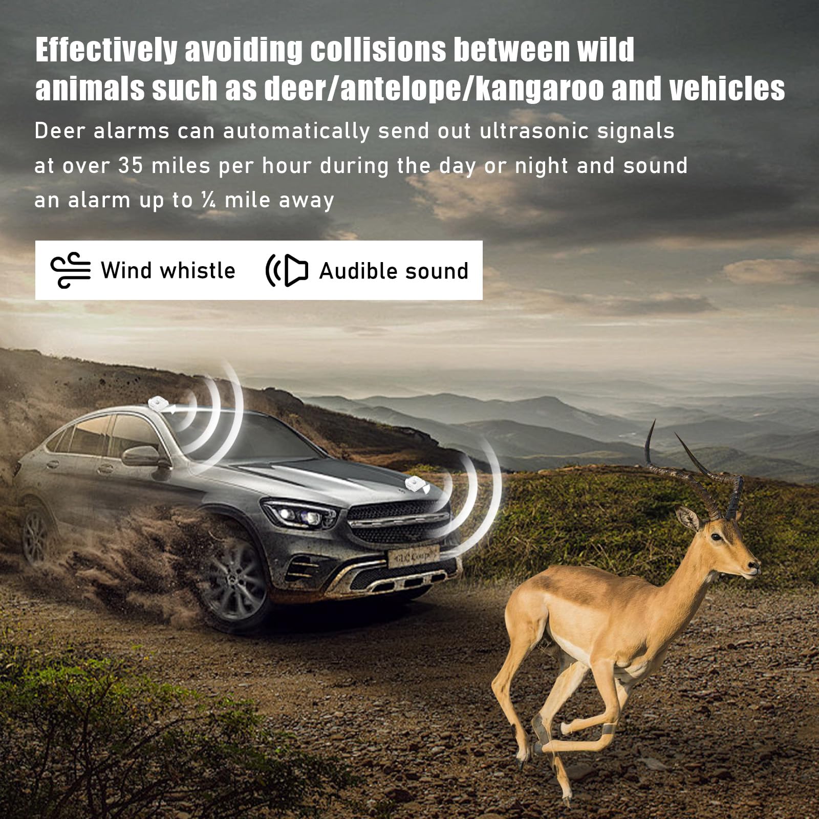 Ohleats 2Pcs Deer Whistles For Car, Automotive Save A Deer Whistles To Avoid Collisions, Vehicle Deer Warning Devices Horn Senso