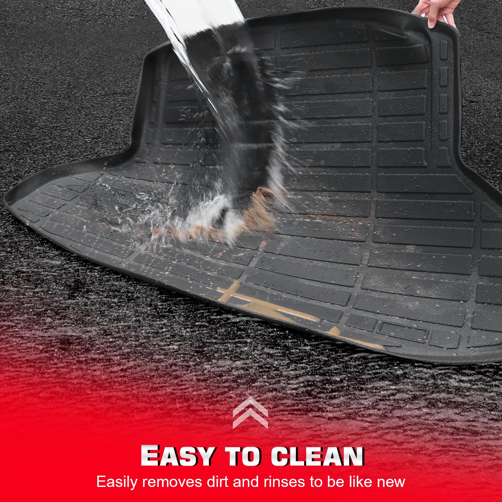 IKON MOTORSPORTS TPE Cargo Trunk Liner, Compatible with 2022-2024 Hyundai Tucson, Custom Fit All Weather Protection Heavy Duty Rear Trunk Tray Cargo Mats Protector, Black