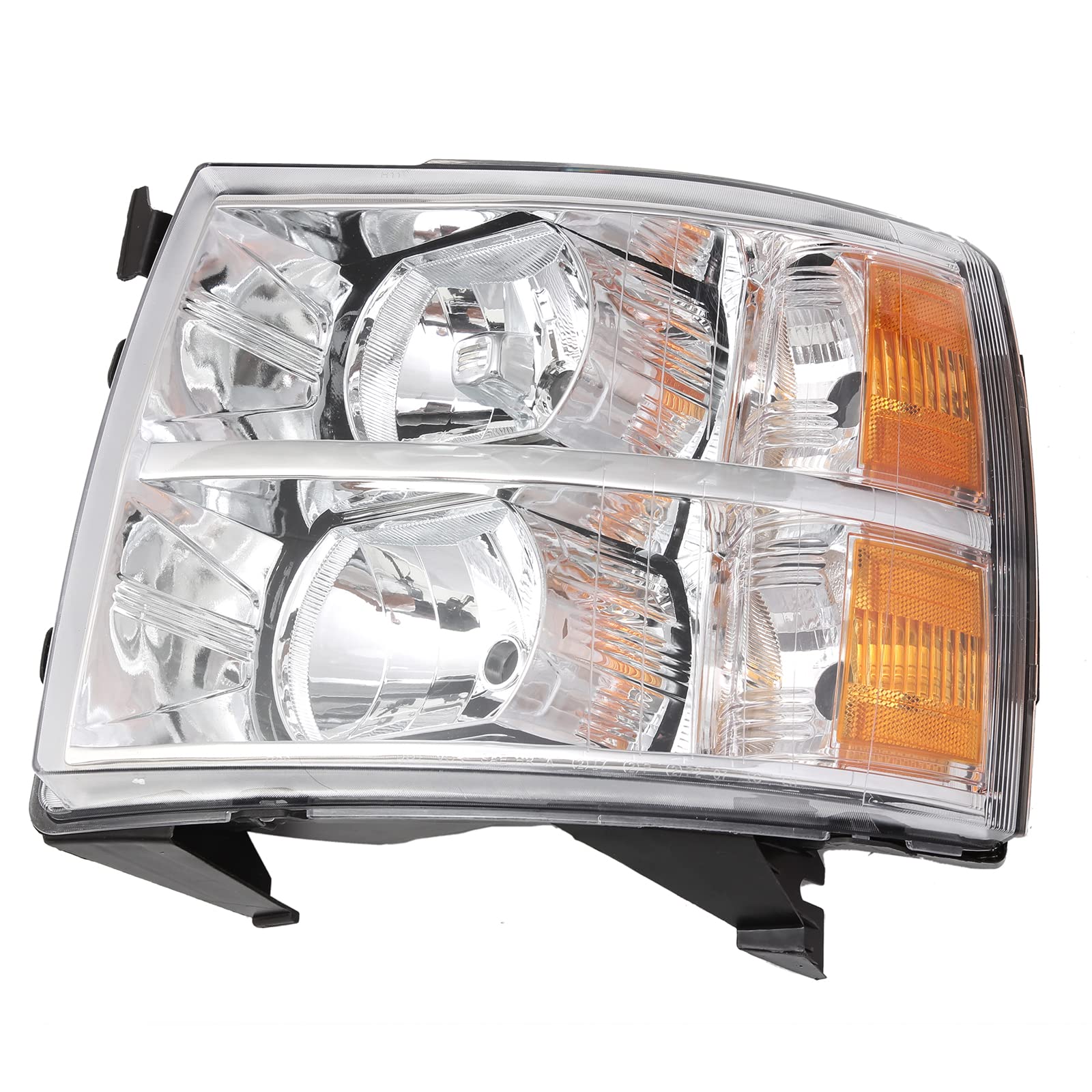 Headlights Assembly For 2007-2013 Chevy Silverado 1500,07-14 Silverado 2500Hd 3500 Headlights Headlamp Pair, Chrome Housing Ambe
