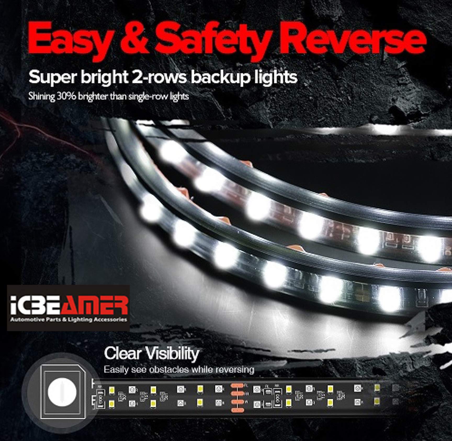 Icbeamer Double Row 60 Inch 504 Pcs Led For Pick Up/Truck Tailgate Light Bar Side Bed Light Strip Bar Ip67 Waterproof Reverse- 5