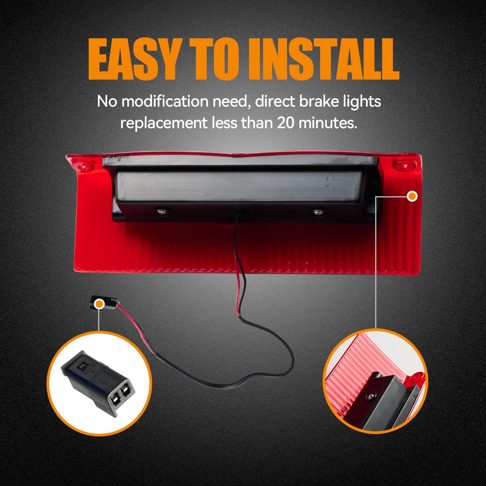 Cxdar Third 3Rd Brake Light Led For 2003-2017 Chevy Express, High Mount Rear Brake Lights Assembly For 03-17 Gmc Savana, Waterpr