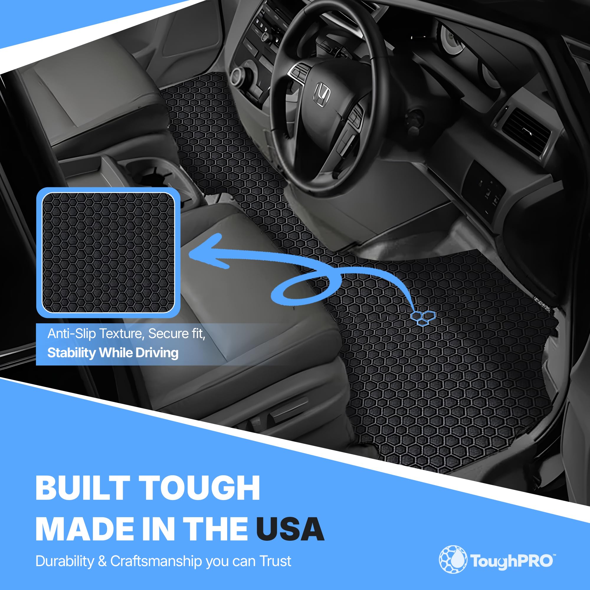 Toughpro Floor Mats Accessories 1St + 2Nd + 3Rd Row + Cargo Mats Accessories For Honda Odyssey All Weather Heavy Duty (Made In U