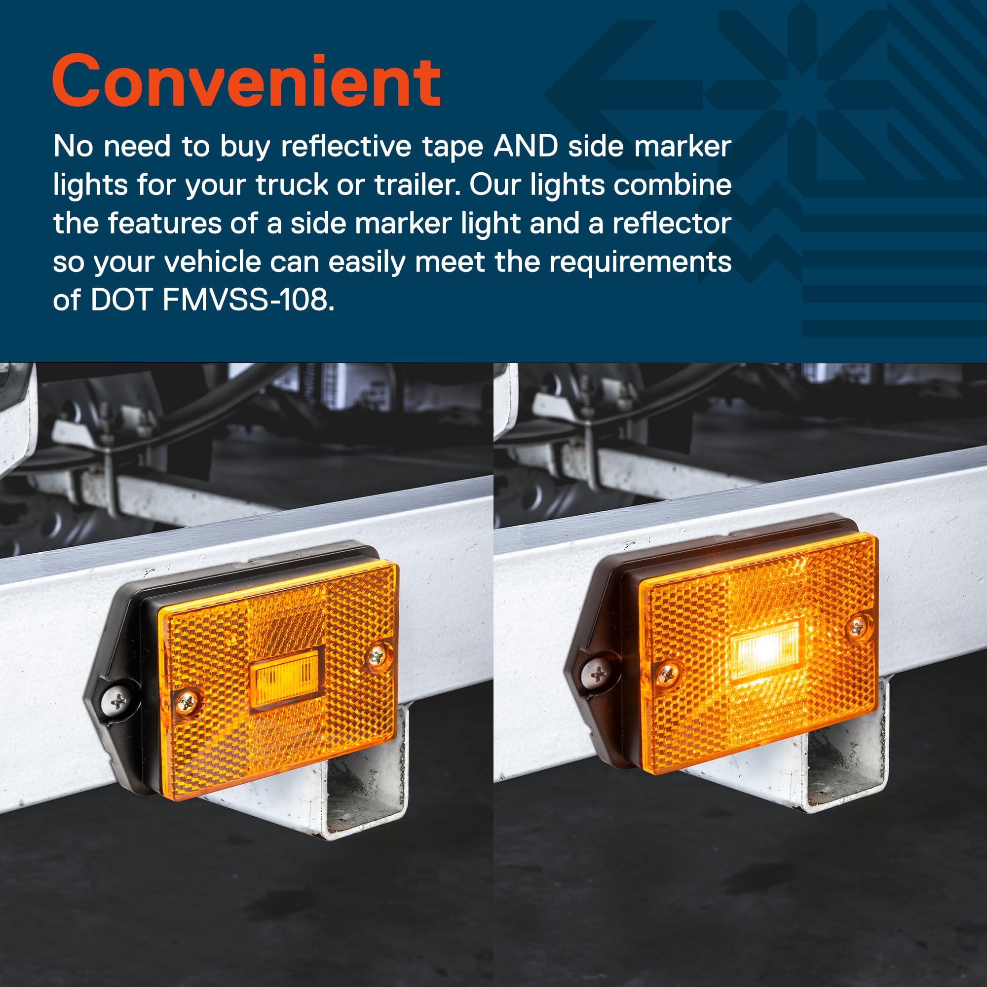 True Mods 2X3 3X2 Inch Amber Led Surface Mount Side Marker Light [Dot Fmvss-108] [Sae Ap2] [Ip67 Waterproof] [Integrated Reflect