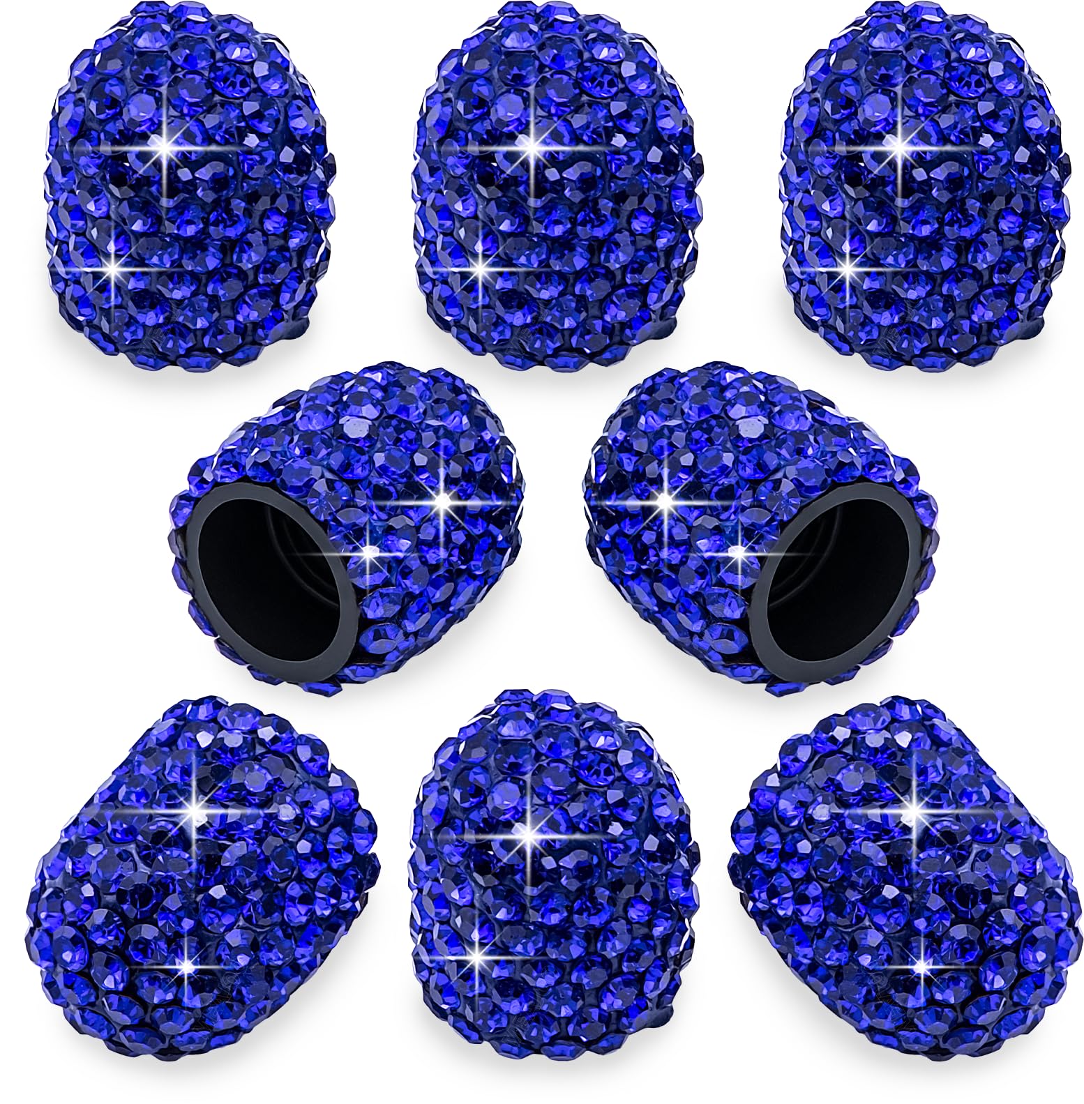 Meajoo 8Pcs Bling Crystal Diamond Tire Stem Valve Caps, Dustproof Car Wheel Tire Valve Caps Universal Tire Valve Stem Covers For