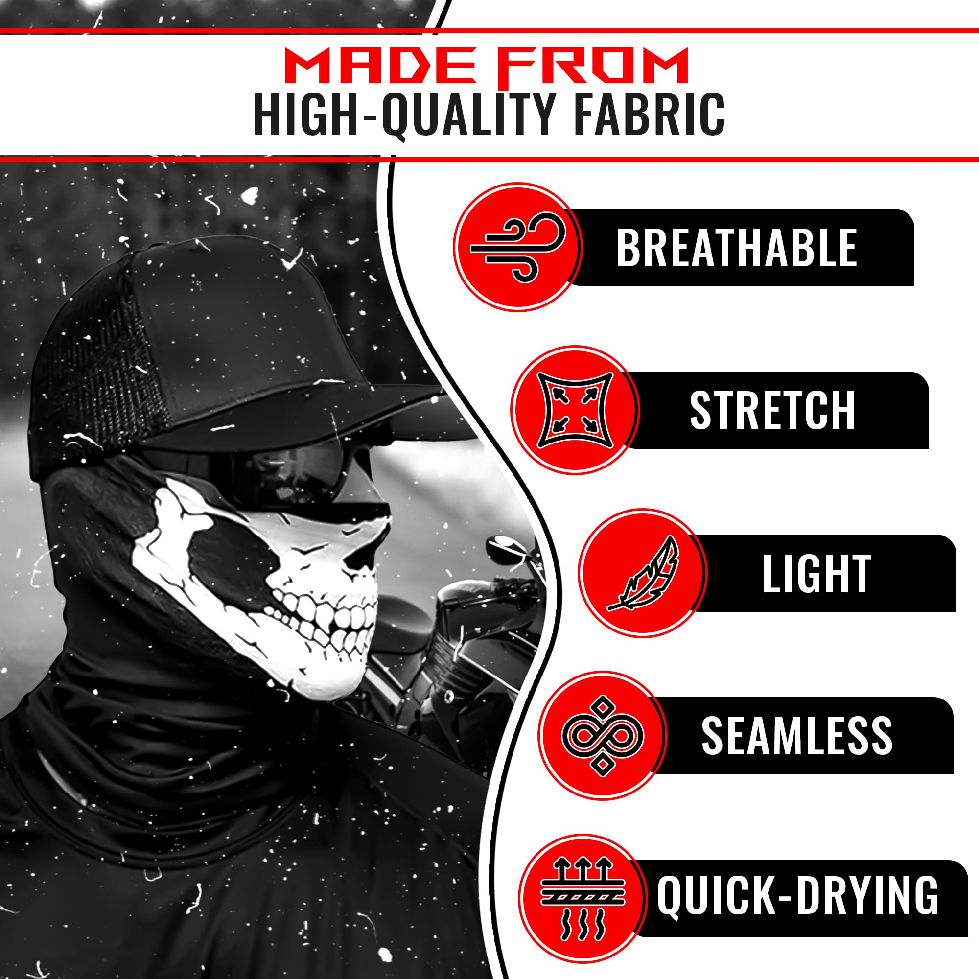 Skull Face Mask For Men - Skull Snowboard Mask Ski Mask For Women Neck Warmer Skull Bandana - Face Winter Hat Helmet Motorcycle Half Helmet Cover - Black Head Scarf Black Ski Mask For Men Face Cover