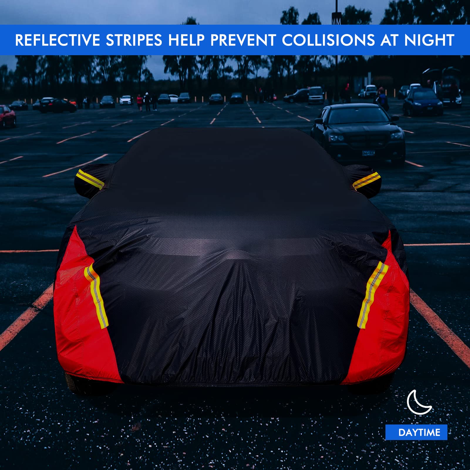 Car Cover Waterproof All Weather For Automobiles, 6 Layers Outdoor Full Exterior Cover Rain Sun Uv Snowproof Protection With Zip