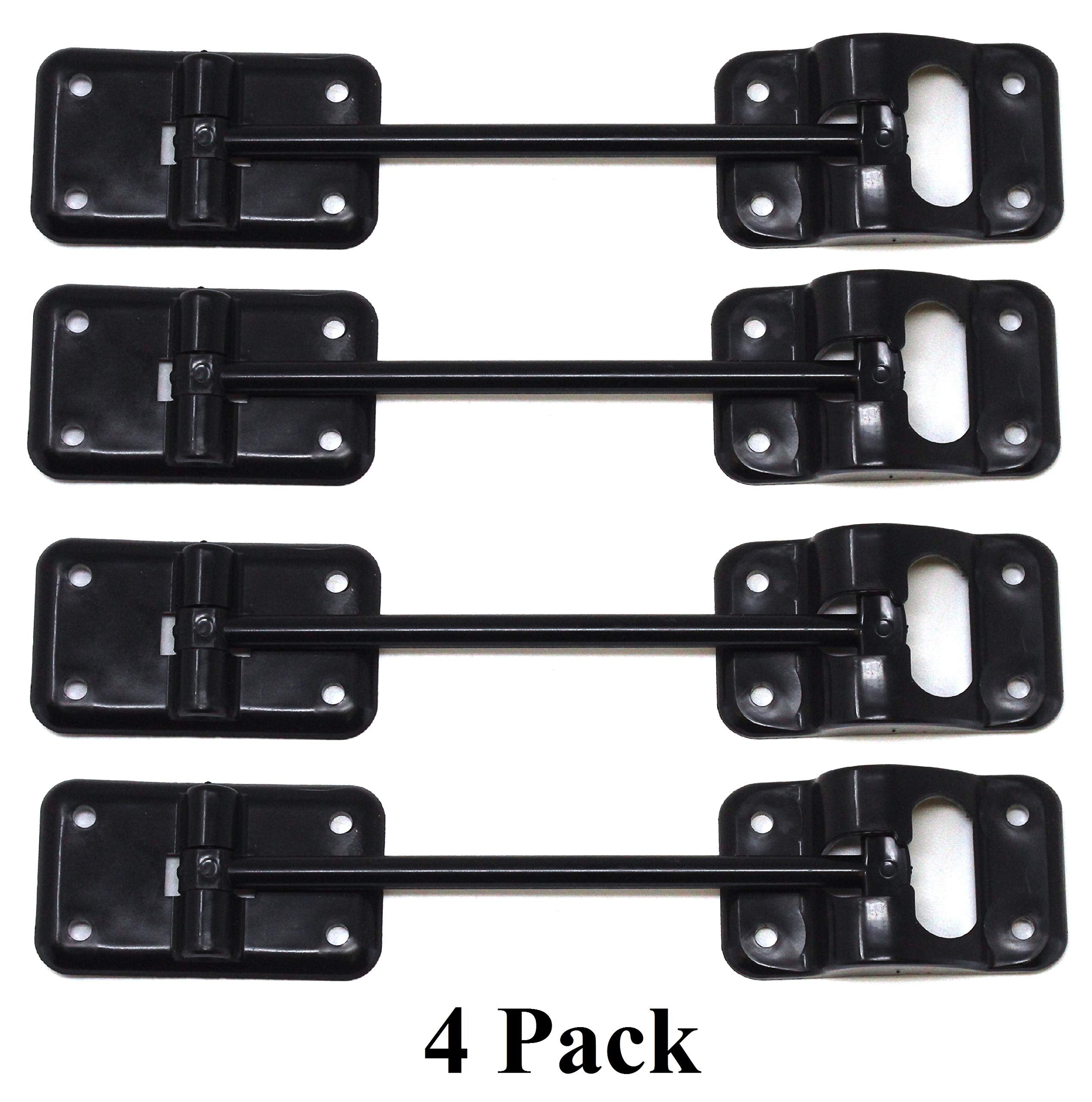 Jsp Manufacturing Black Plastic 6” T-Style Entry Door Catch Latch Holder For Rv Camper Trailer Cargo Hatch Assembly Kit (4)