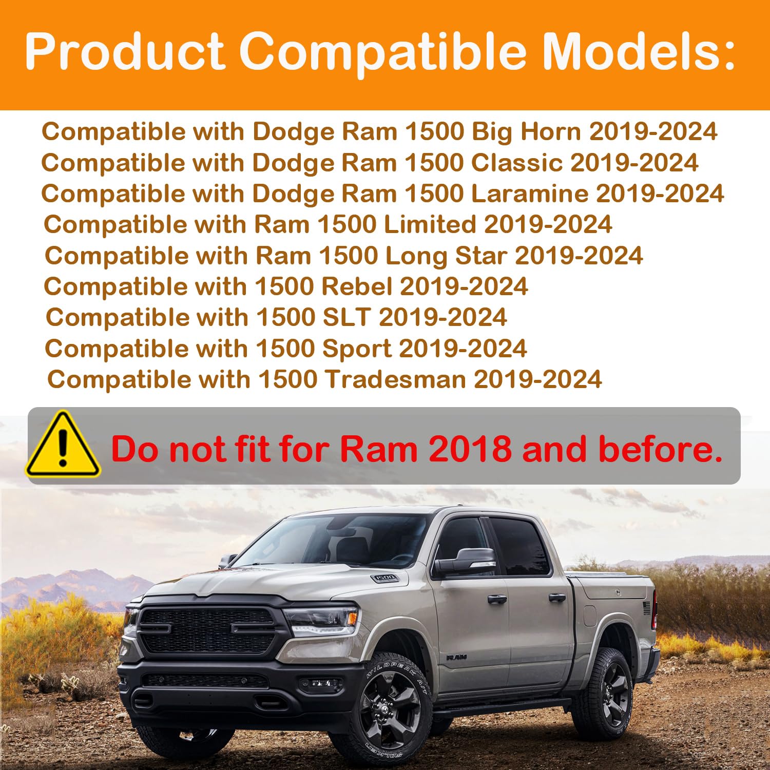 Ram 1500 Bed Rail Caps Covers, Stake Pocket Compatible With Dodge Ram 2019-2024 Truck Tonneau Covers Accessories(Set Of 2) (Blac