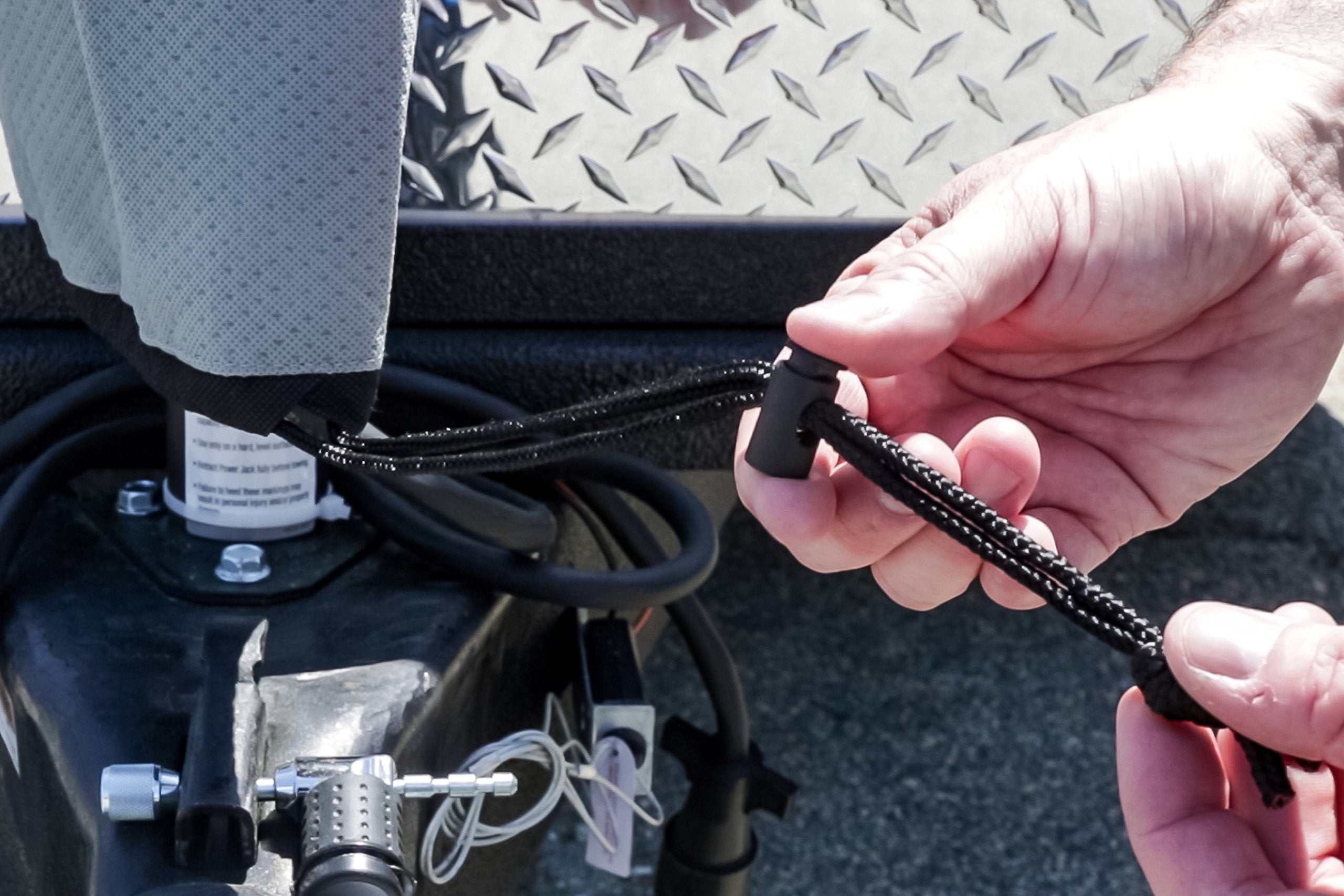 Camco Eaz-Lift Electric Tongue Jack Head Cover | Features 3 Layers Of Water-Resilient Breathable Material & Adjustable Drawstrin