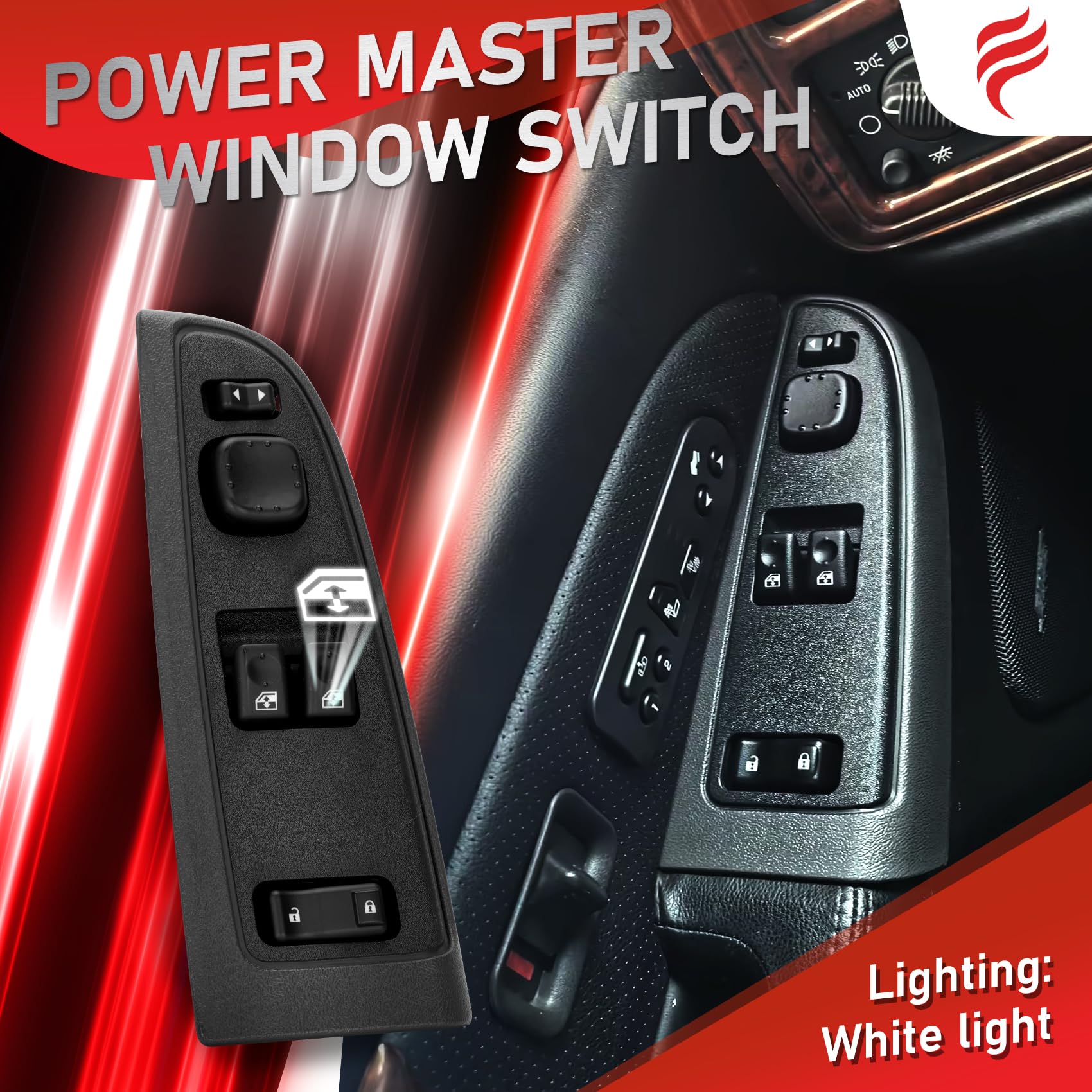 15883318 Master Power Window Switch&Bezel for 2003-2007 Chevy Silverado 1500 2500 3500, 2003-2007 GMC Sierra 1500 2500 3500 Repl
