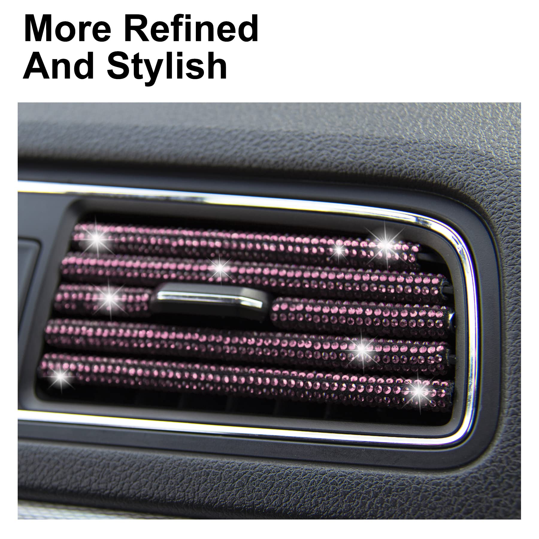 Livtee Bling Car Air Vent Outlet Moulding Trim, 10Pcs Car Air Conditioner Decoration Strip, Bling Rhinestone Diamond Car Interior Accessories For Women And Teens, Pink