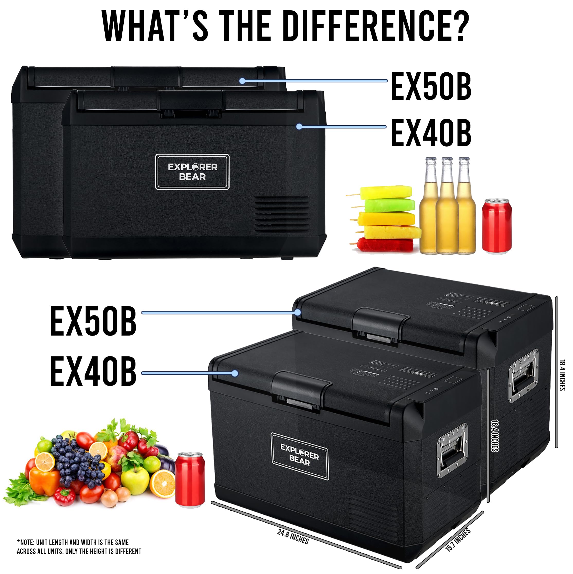 Explorer Bear 12 Volt Refrigerator 12V Car Fridge 50L/52.8Qt 12/24V Dc 110-240V Ac Portable Freezer Compressor Cooler 0?-50? 3-Year Warranty For Truck Van Rv Suv Boat Trailer Travel Road Trips Camping