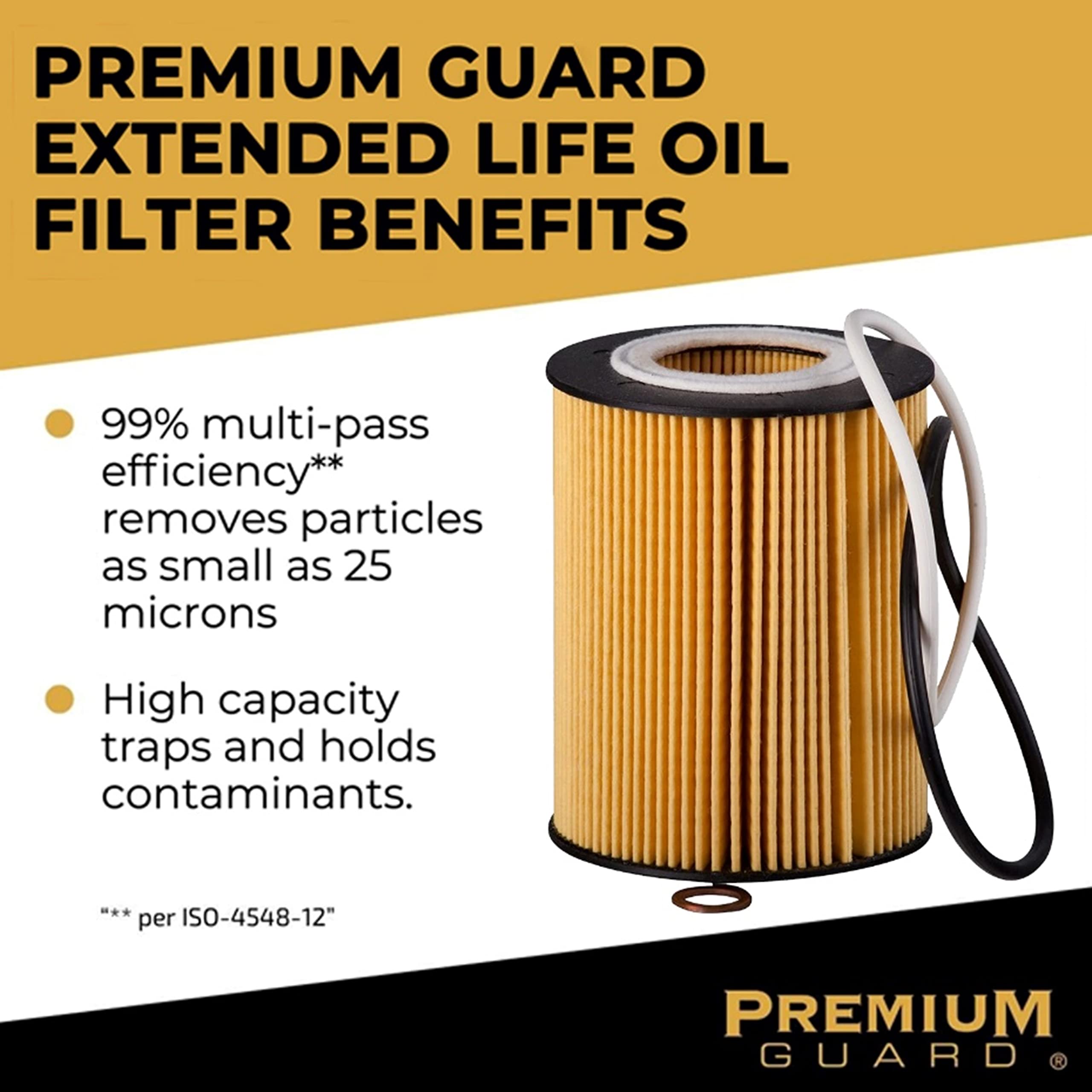 Premium Guard Oil Filter, Extended Life Pg99064Ex Fits 2015-20 Mercedes-Benz C300, 2016-20 Glc300, 2014-20 Cla250, 2017-19 Infin