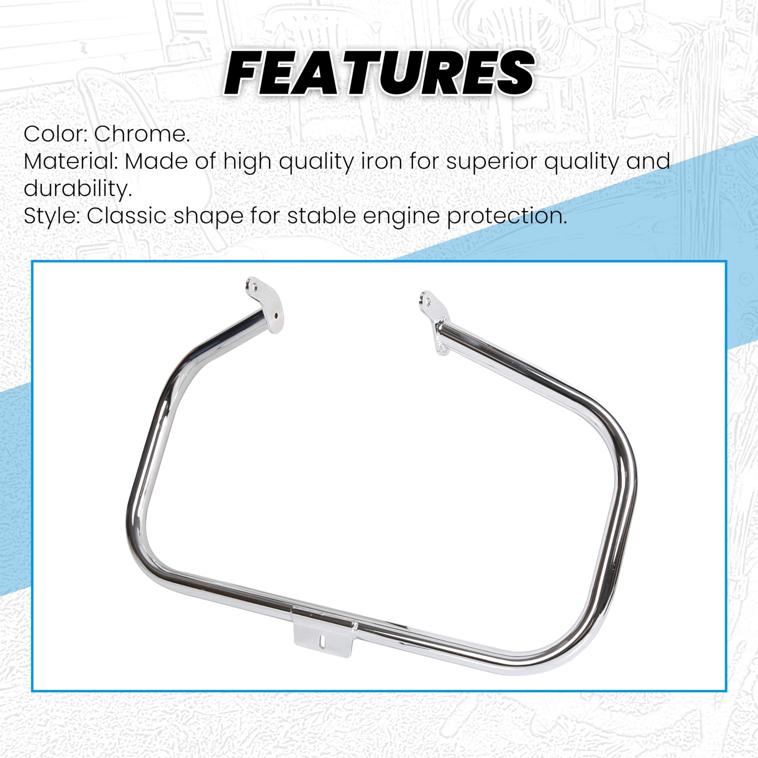 ECOTRIC Chrome Engine Guard Highway Crash Bar Compatible with 2000-2017 Harley Heritage Softail Fat Boy Springer FLST Replacemen