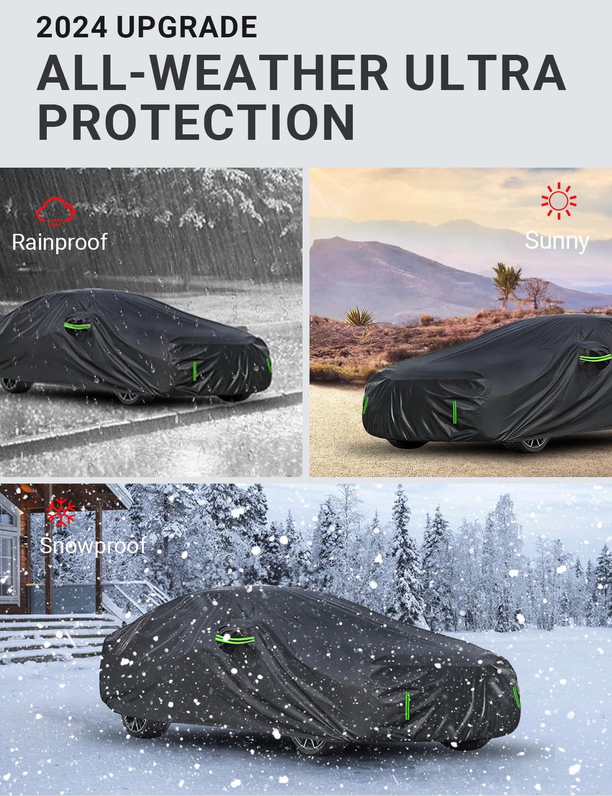 Proadsy 2024 Upgrade Car Cover For Honda Civic 2016-2023 2024, Waterproof All Weather For Automobiles, Windproof Snowproof Rain Hail Sun Uv Protection Full Outdoor Indoor Exterior Car Covers, Black