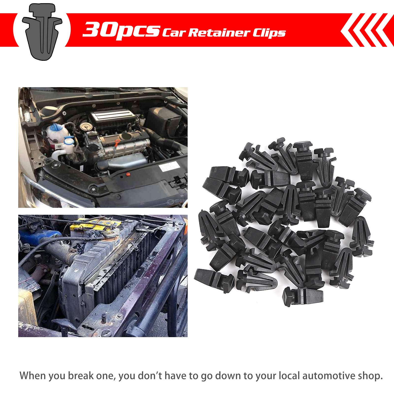 Otuayauto 30Pcs 01553-03831 Black Grill Clips - Replacement For Nissan Titan, Frontier, Pathfinder, Xterra, Pickup Front Grille