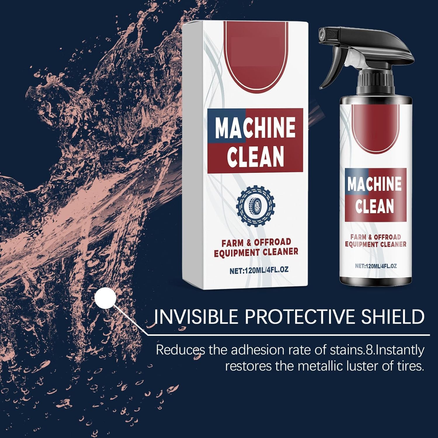 Machine Clean Spray - Machine Clean, Heavy-Duty Outdoor All Purpose Cleaner, Wheel Foam Cleaning Spray - 4 Oz (1)