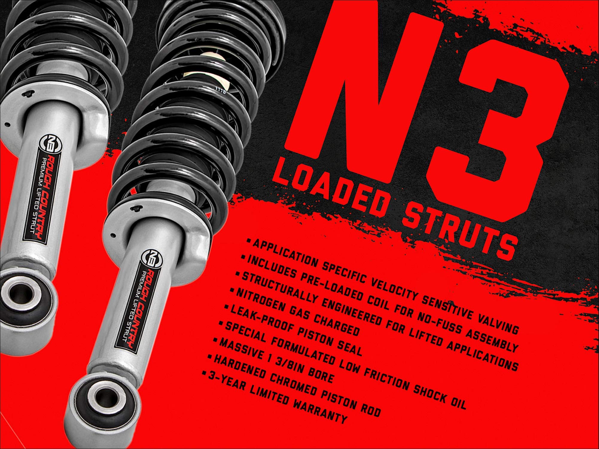 Rough Country 2' Loaded N3 Leveling Struts For 2012-2018 Ram 1500 4Wd - 501028