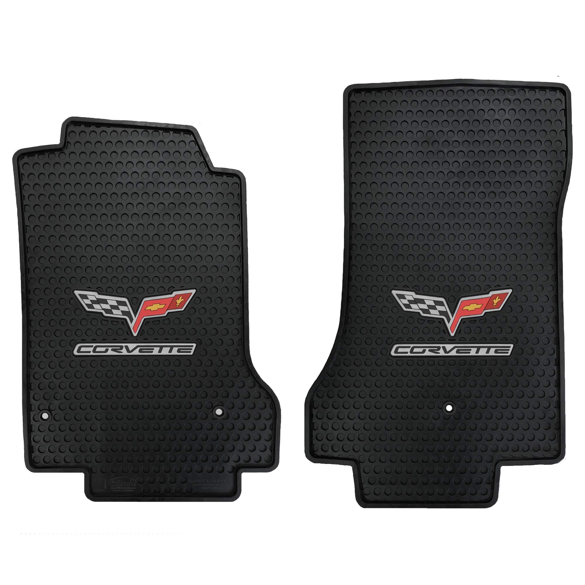 Lloyd Mats Heavy Duty Signature Rubber All Weather Floor Mats For Corvette C6 2005-2007.5 (Post Fastener) (2Pc - Fronts, Black)