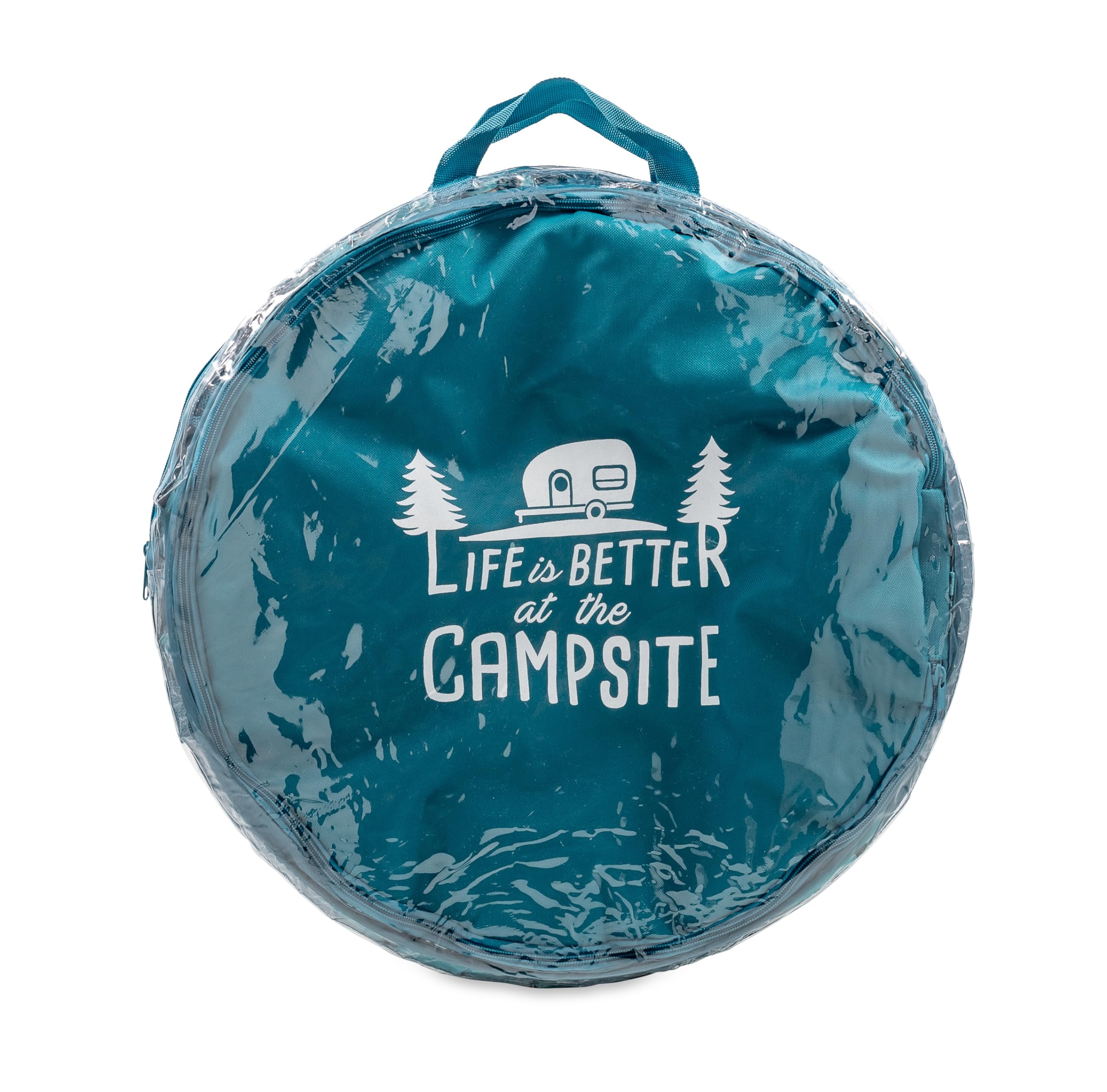 Camco Life is Better at The Campsite Pop-Up Utility Container - 18 x 24-inch - A Compact Size for Multi-Purpose Use - Sketched RVs and Trees Pattern (42987)