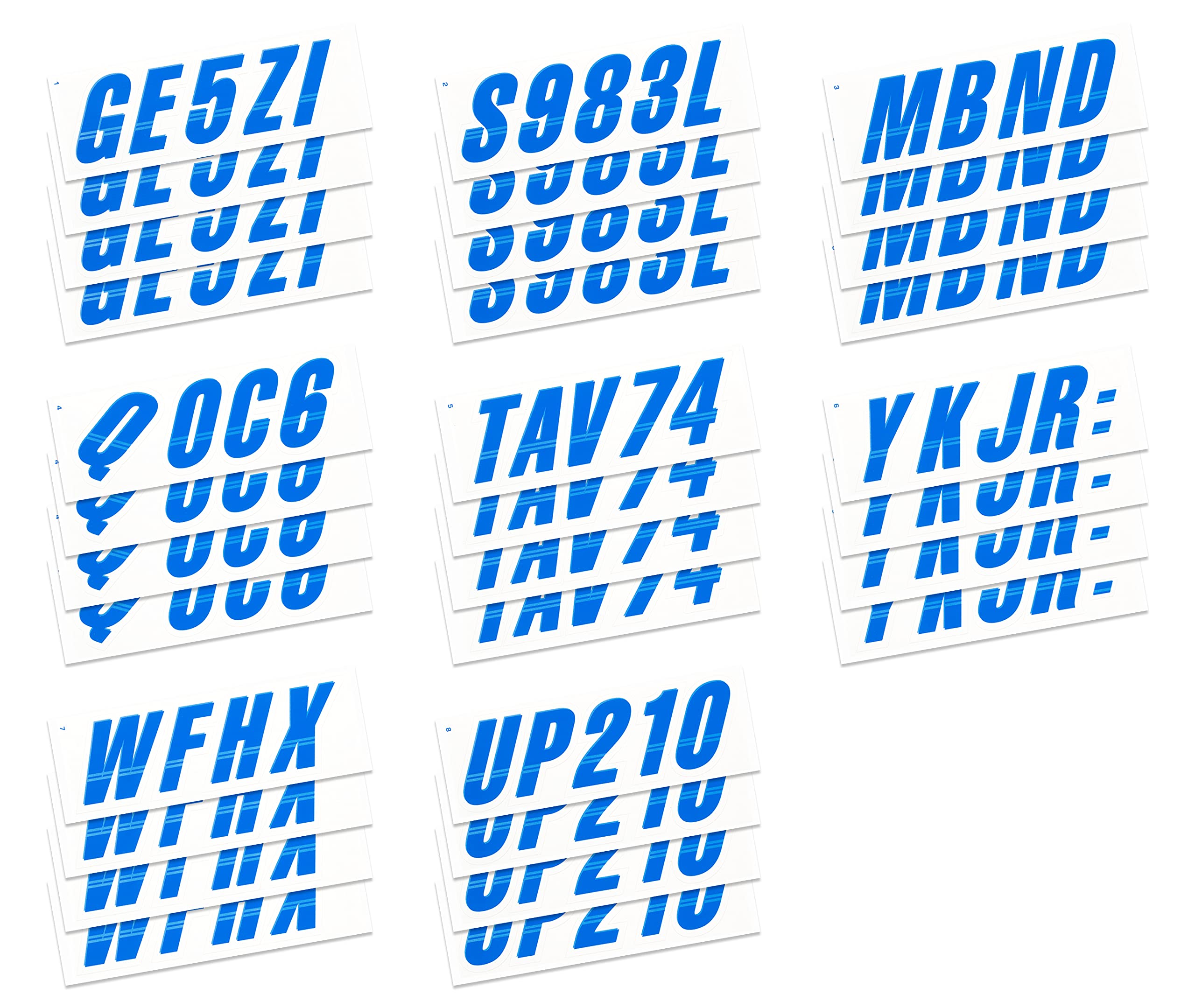 Stiffie Techtron Blue/White 3 '' Boat & Pwc Registration Decals  Numbers Letters Stickers