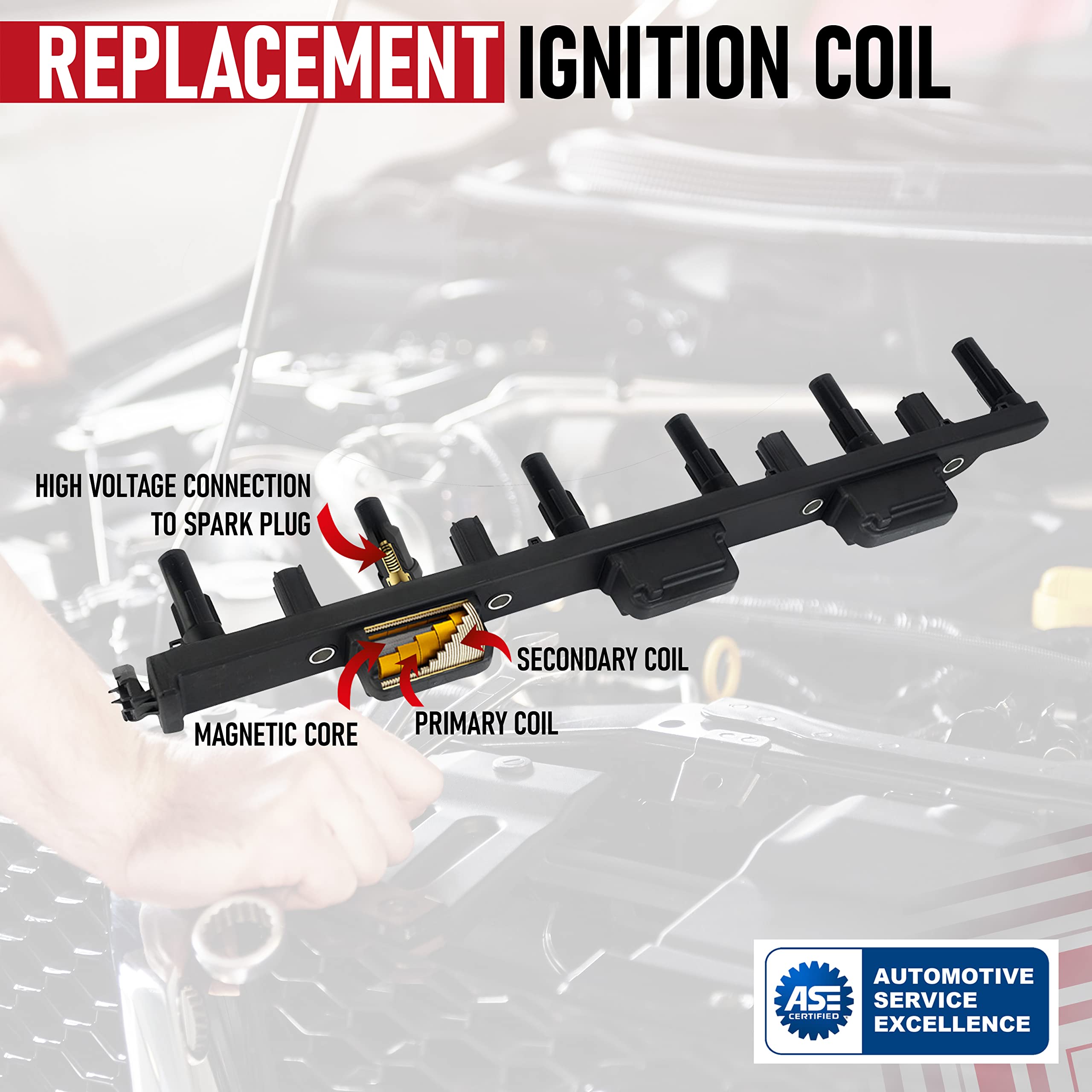 Ignition Coil Pack - Compatible With Jeep Vehicles - Grand Cherokee 4.0L, Cherokee, Wrangler, Tj - Replaces 56041476Ab, 56041476
