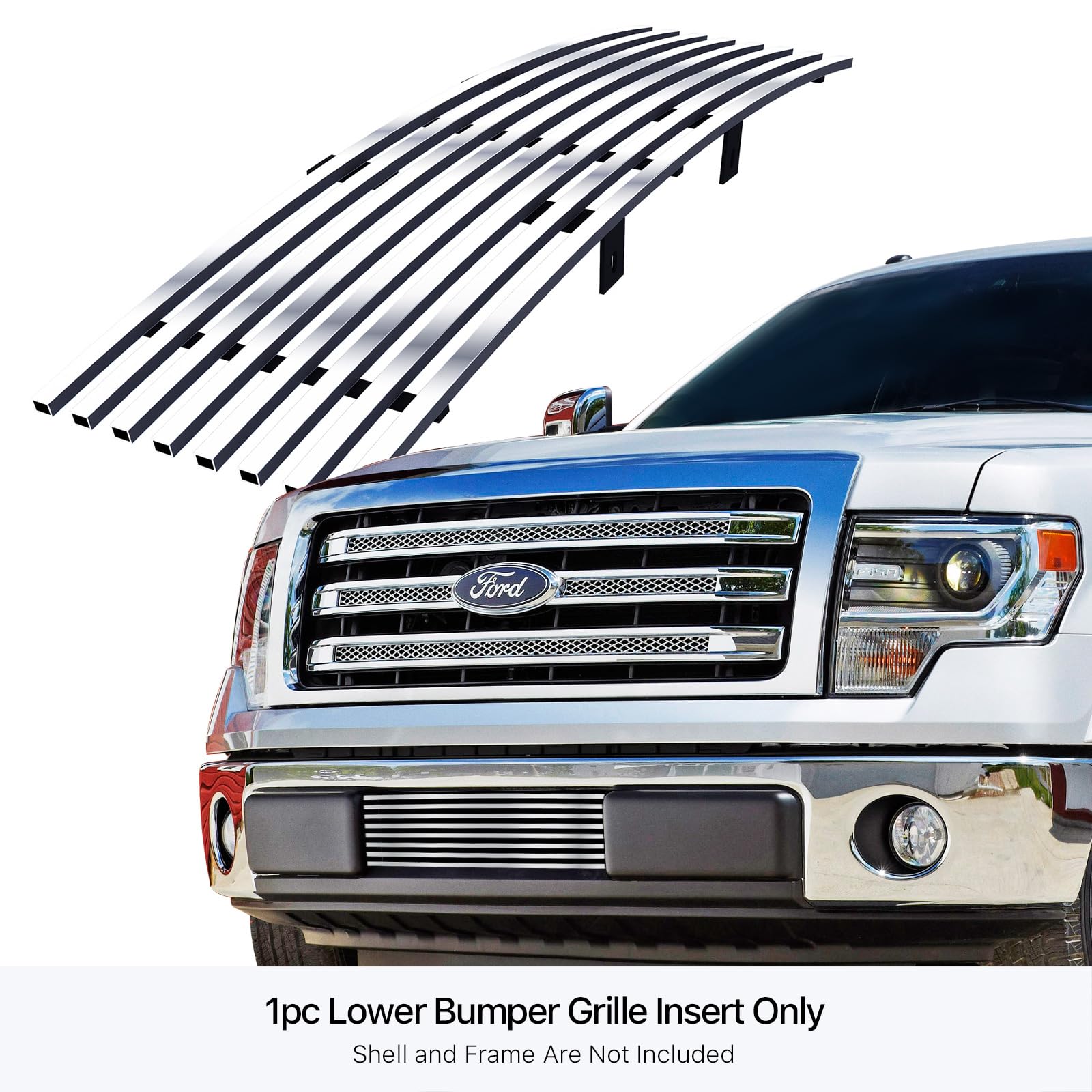 Aps Compatible With Ford F-150 2009-2014 Lower Bumper Stainless Steel Chrome Billet Grille Grill Insert F66789A