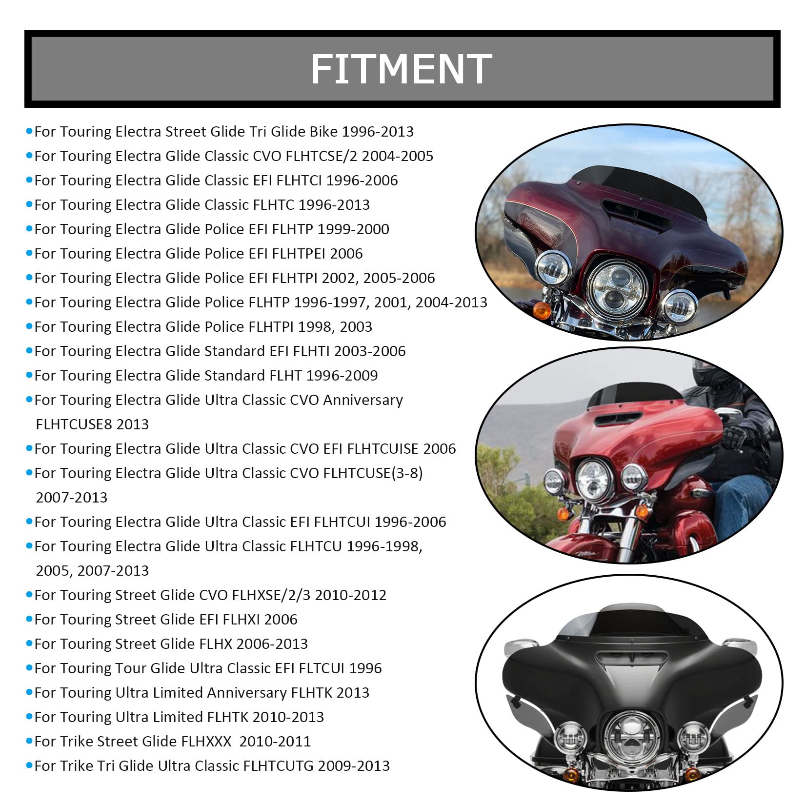 4.5'' Wave Windshield Windscreen Wind for Touring Street Glide Electra Glide FLHT FLHTCU Ultra Classic Glide FLHX FLHTK Tri Glid