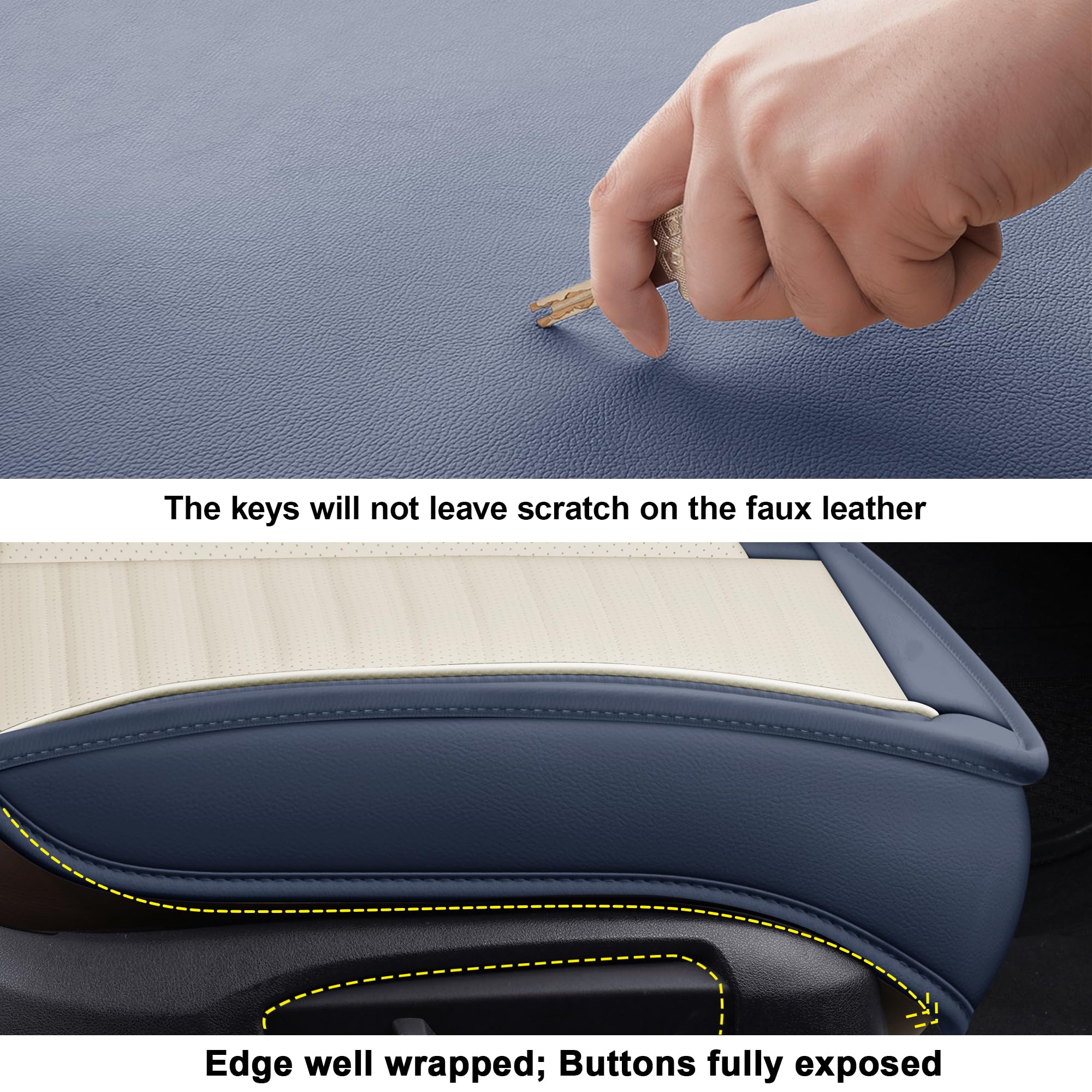 Lingvido Universal Car Seat Cover, Breathable And Waterproof Faux Leather Automotive Seat Covers For Cars Suv Sedan (Full Seat,