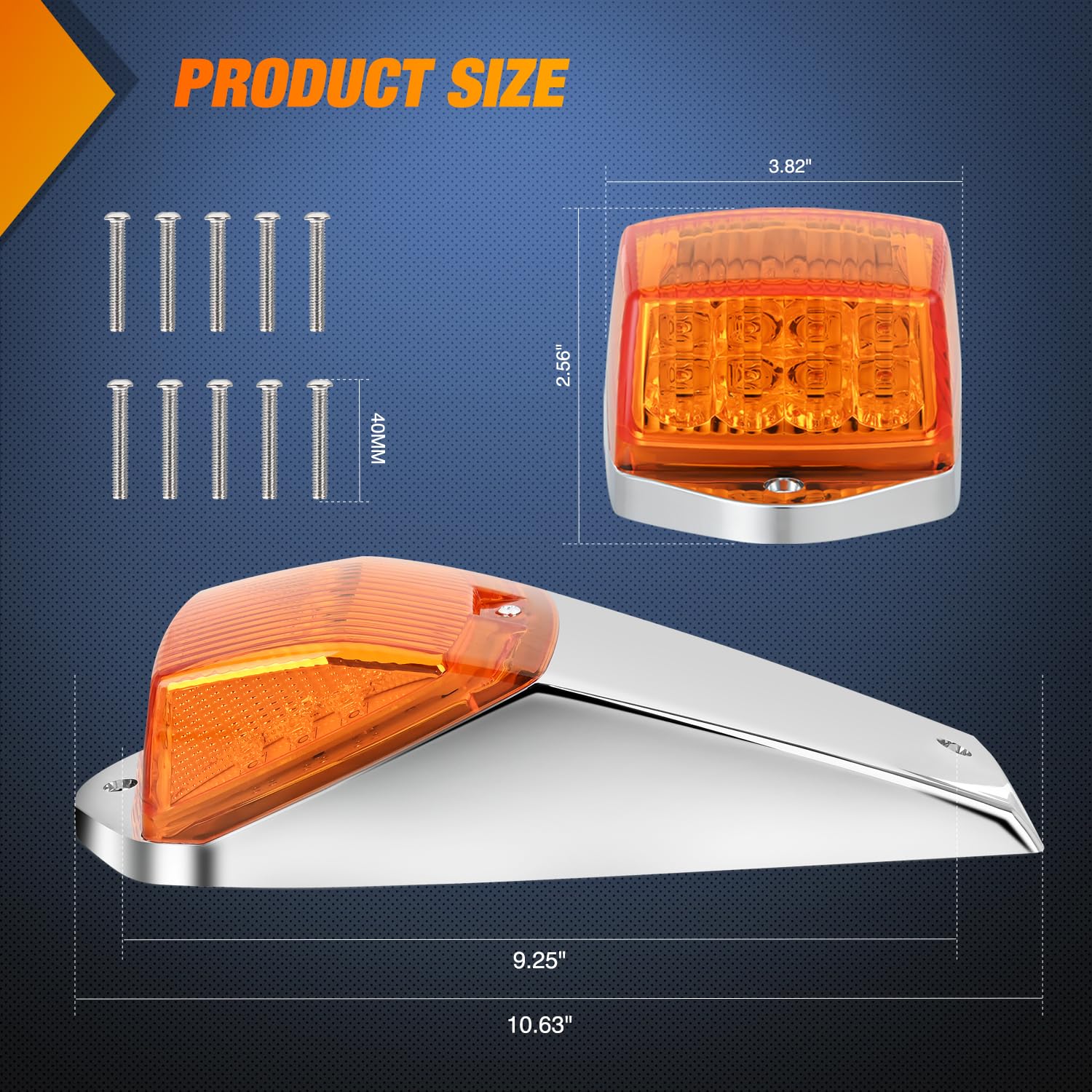 Nilight Cab Roof Marker Light 5 Pcs 17 Led Amber Top Clearance Lights Waterproof Surface Mount Compatible With Mack Kenworth Fre